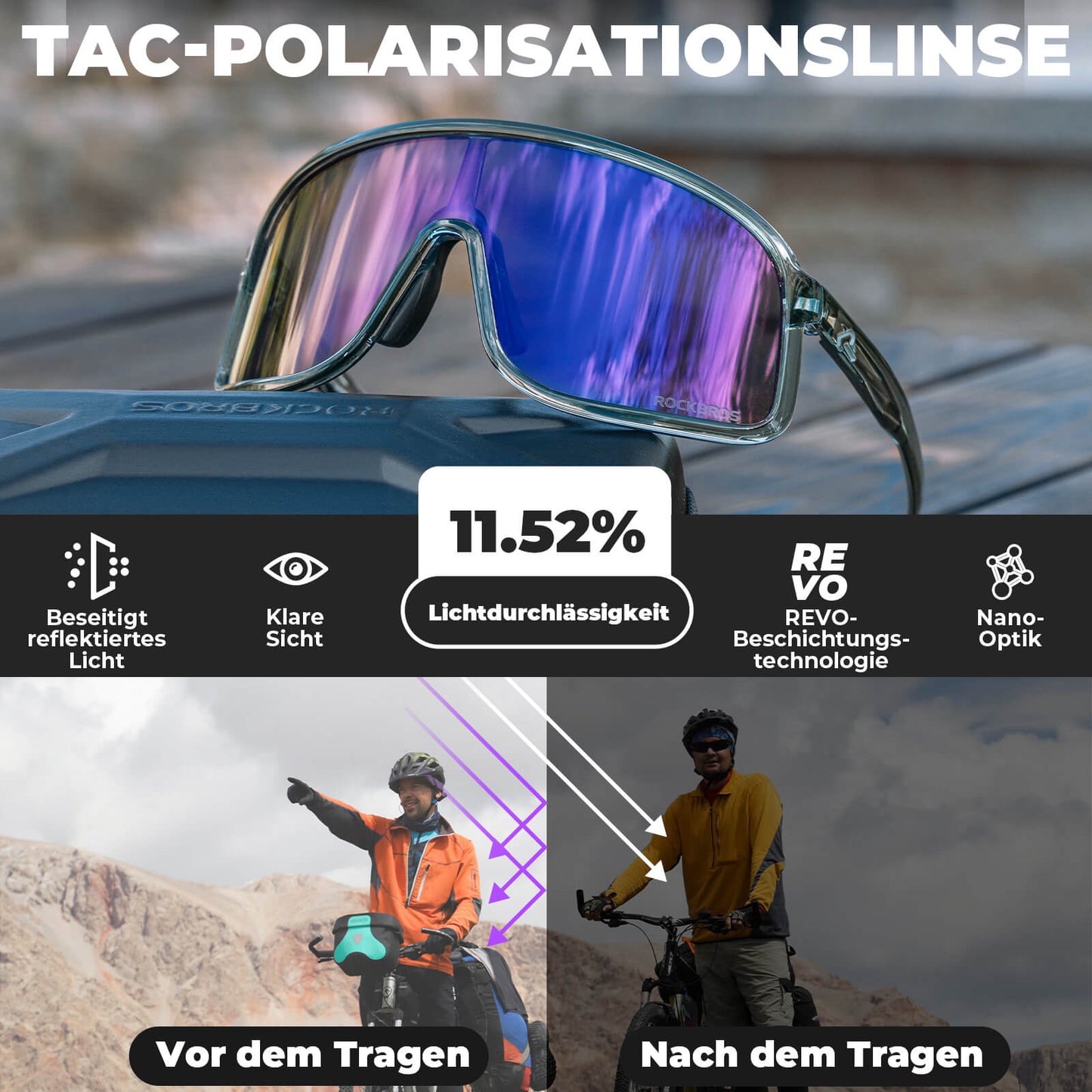 Fahrradbrille Polarisiert Sonnenbrille UV400-Schutz – SHOWDOW Serie