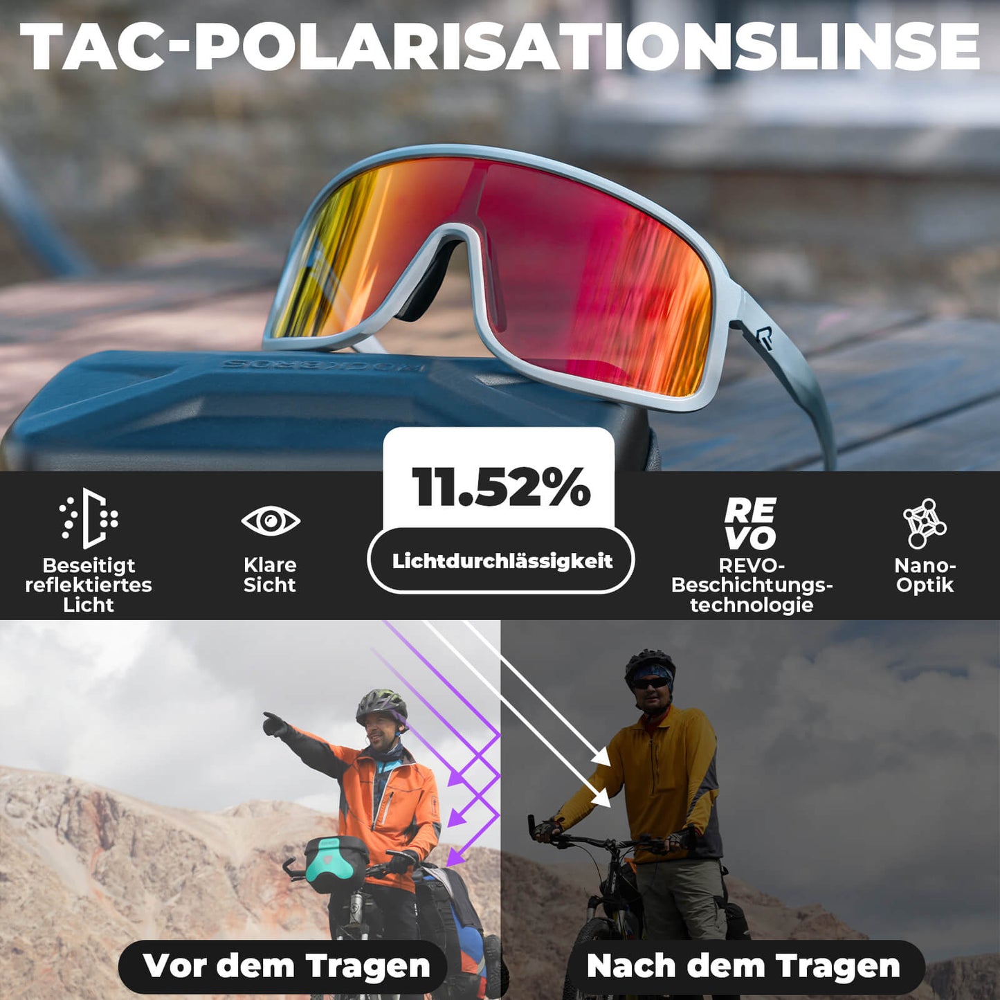 Fahrradbrille Polarisiert Sonnenbrille UV400-Schutz – SHOWDOW Serie