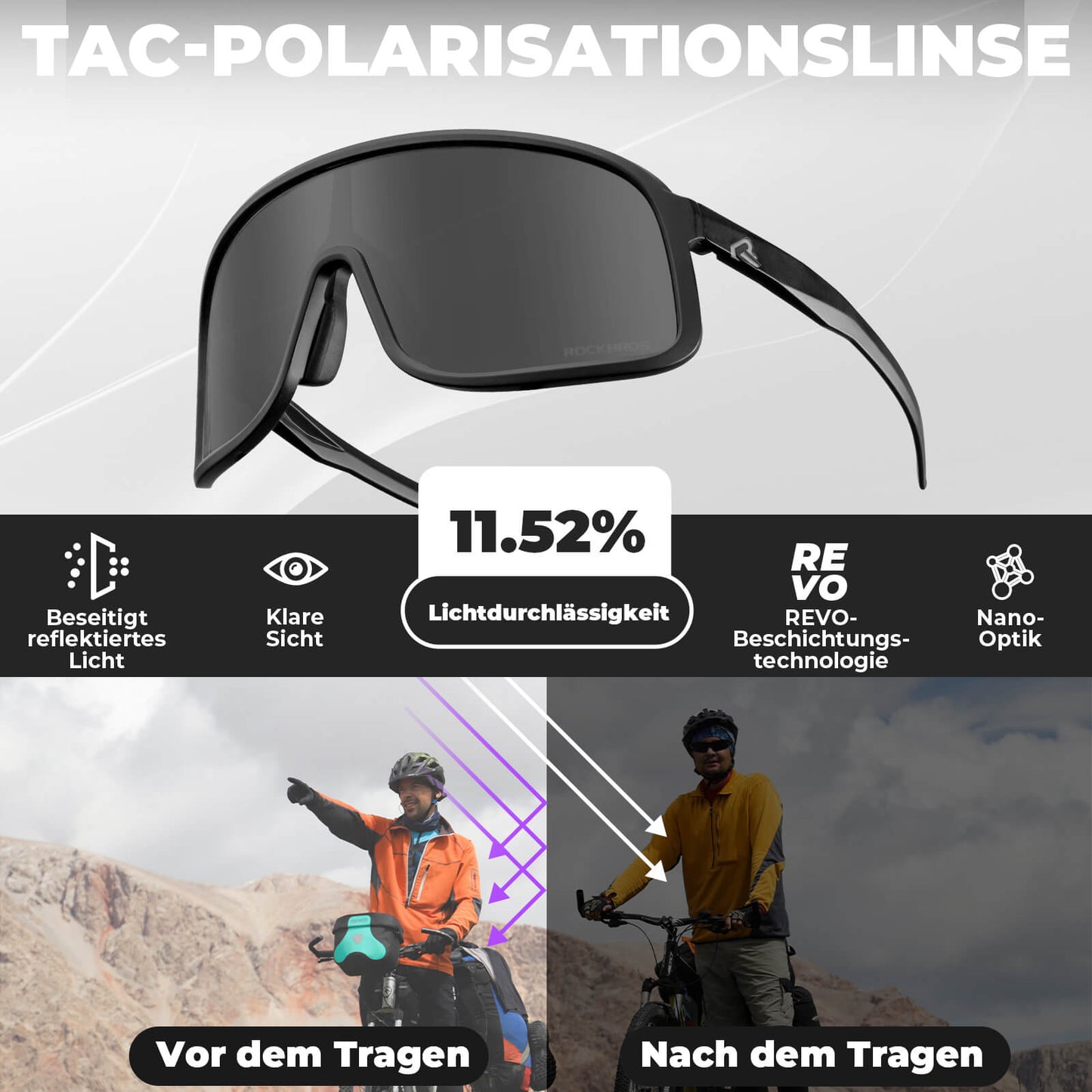 Fahrradbrille Polarisiert Sonnenbrille UV400-Schutz – SHOWDOW Serie