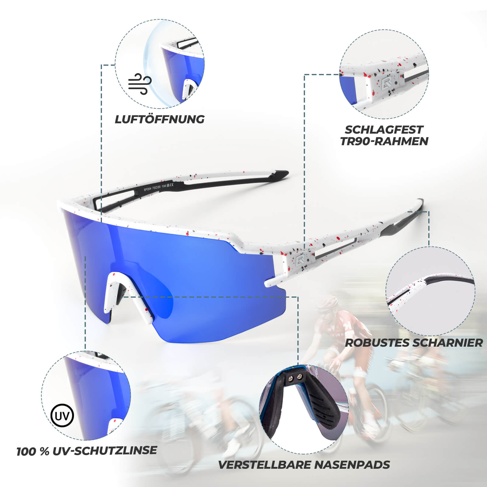 ROCKBROS Fahrradbrille Polarisiert Sportbrille winddichte Sonnenbrille –  Unimother