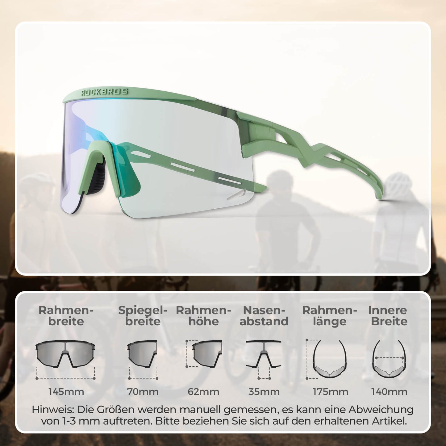 ROCKBROS Fahrradbrille Selbsttönend/Polarisiert Antibeschlag Winddicht UV-Schutz