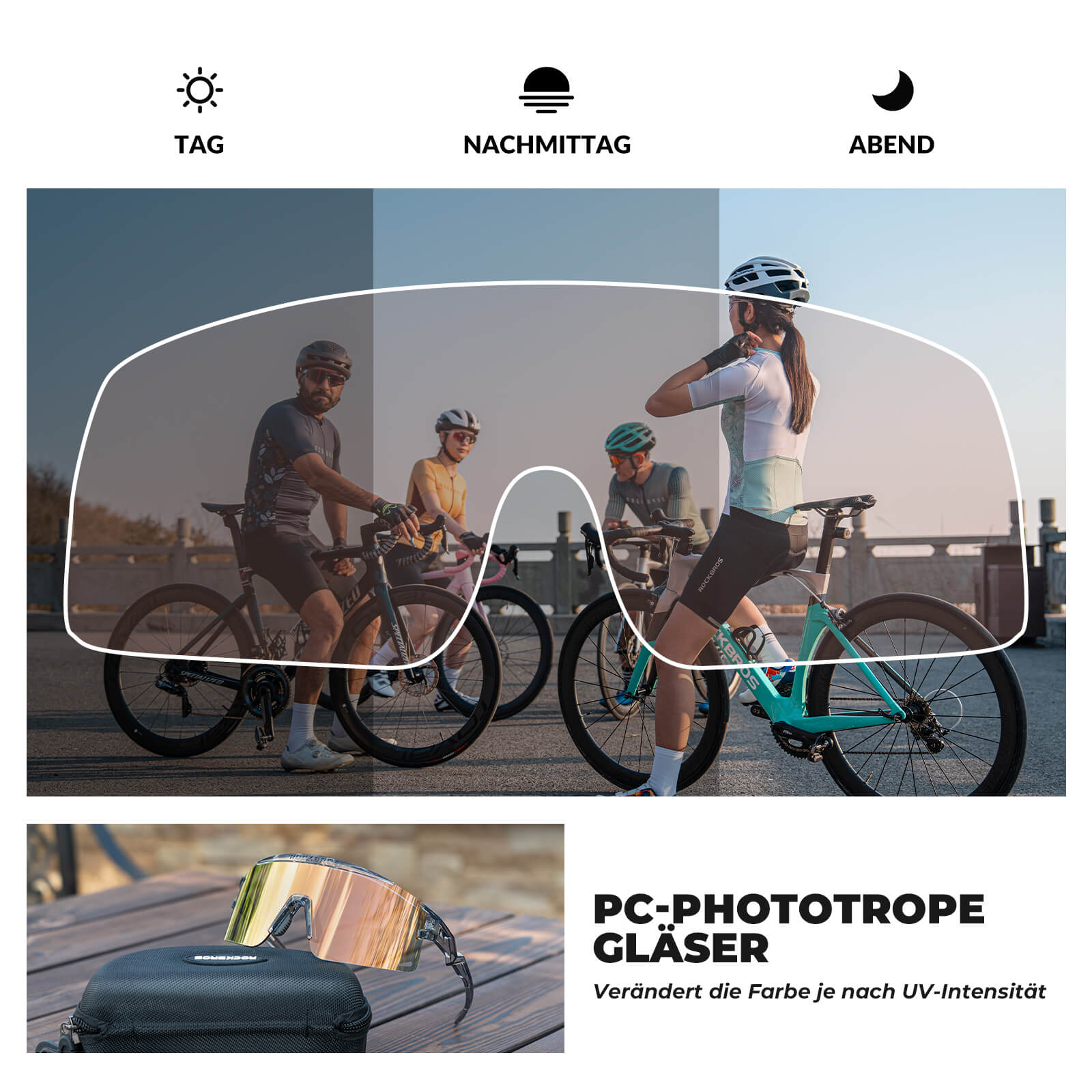 ROCKBROS Fahrradbrille Selbsttönend/Polarisiert Antibeschlag Winddicht –  Unimother