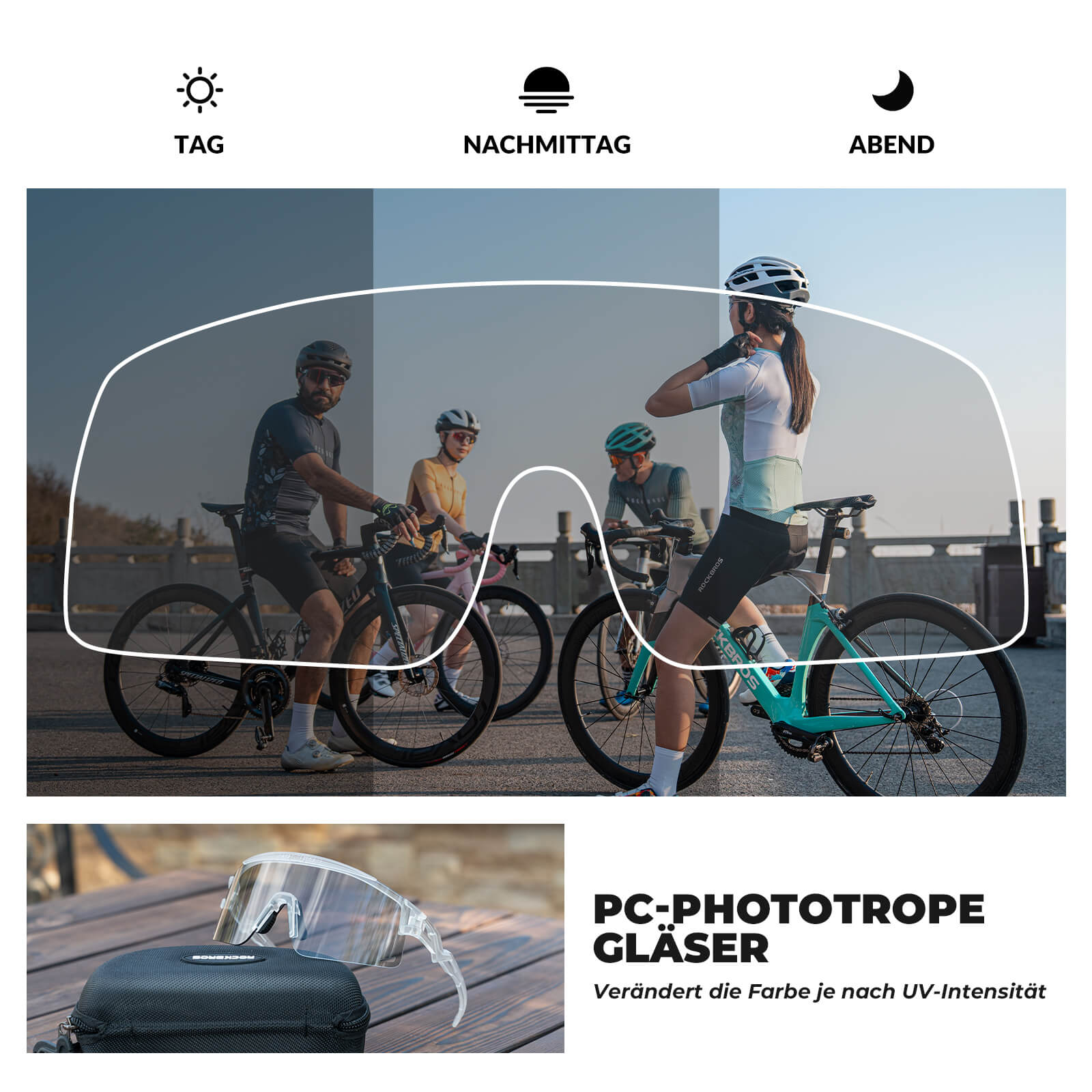 ROCKBROS Fahrradbrille Selbsttönend/Polarisiert Antibeschlag Winddicht –  Unimother