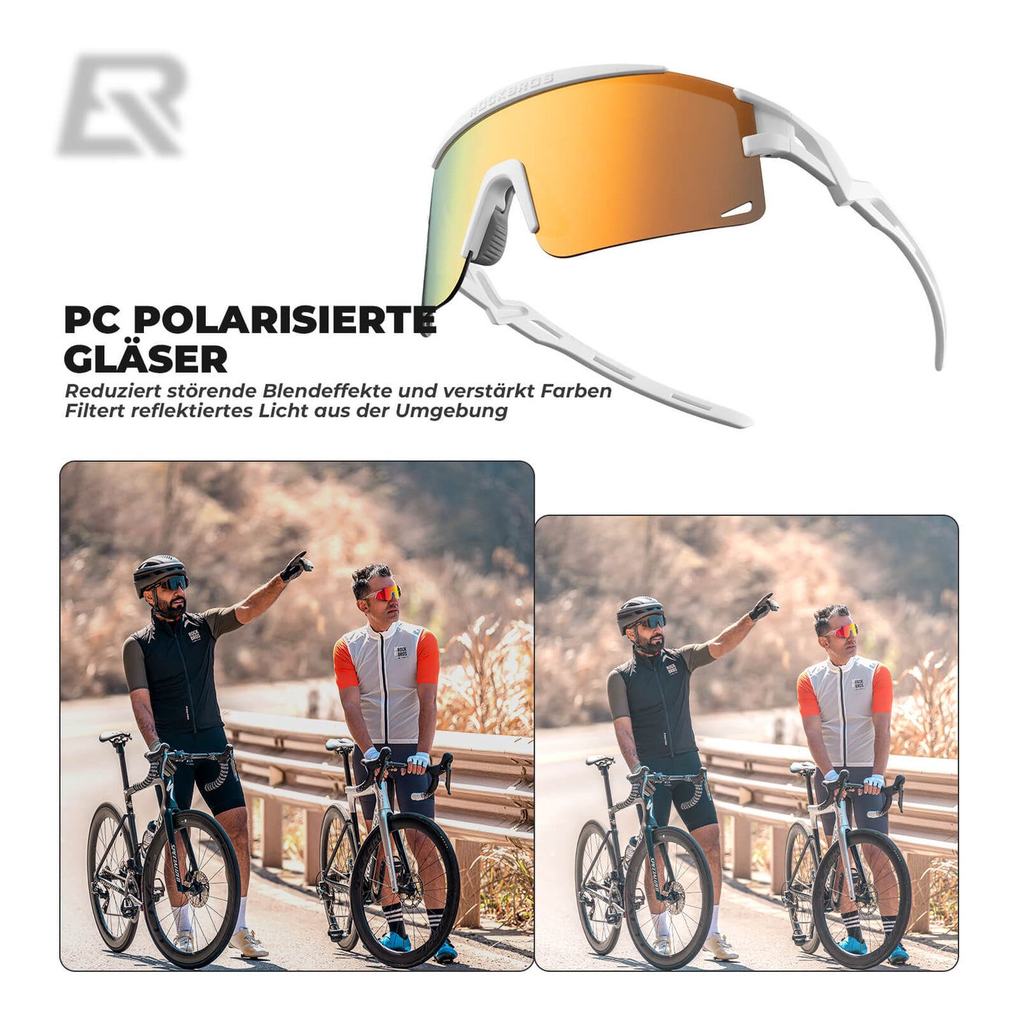 ROCKBROS Fahrradbrille Selbsttönend/Polarisiert Antibeschlag Winddicht UV-Schutz