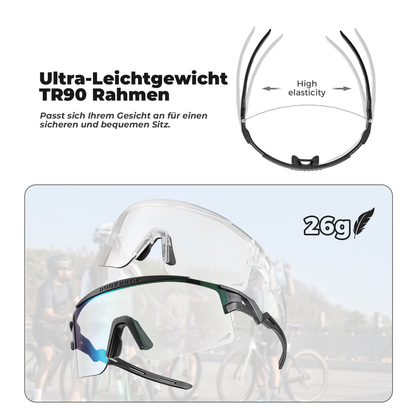 ROCKBROS Fahrradbrille Selbsttnend/Polarisiert Antibeschlag Winddicht   Unimother
