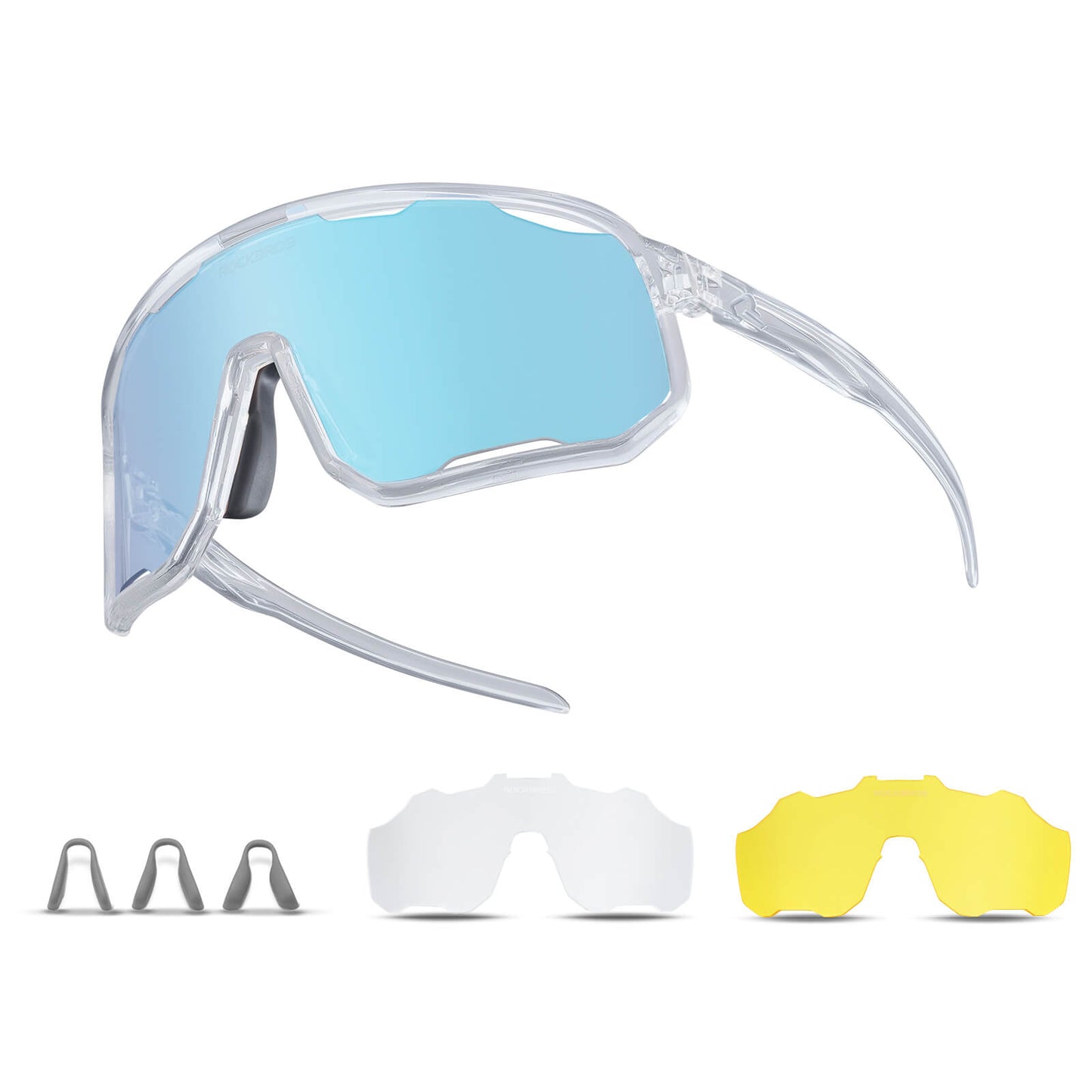 ROCKBROS Fahrradbrille Selbsttönende Sonnenbrille UV-Schutz Wechsel-Nasenpads Damen/Herren