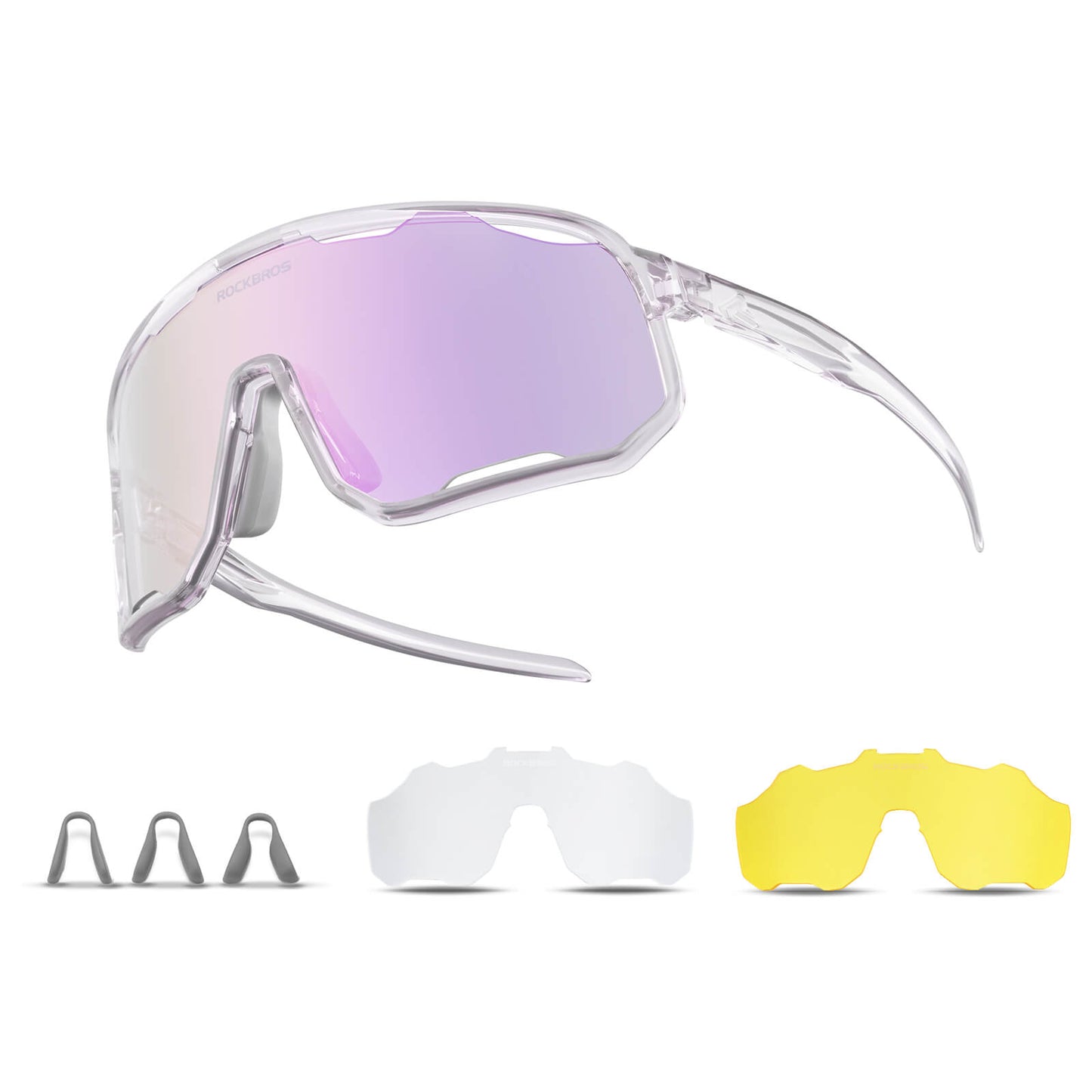ROCKBROS Fahrradbrille Selbsttönende Sonnenbrille UV-Schutz Wechsel-Nasenpads Damen/Herren