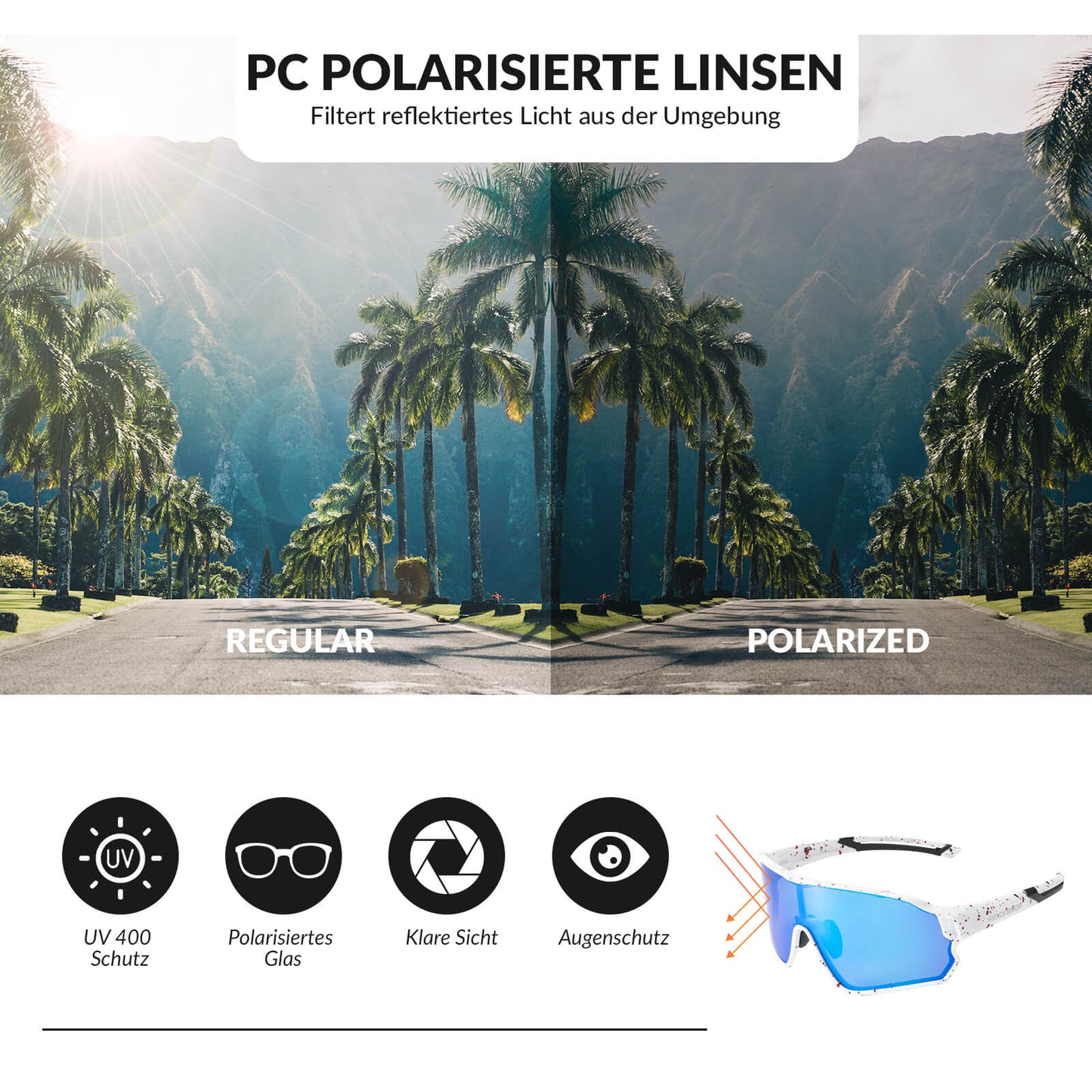 Fahrradbrille Polarisiert UV400 Schutz Ultraleicht