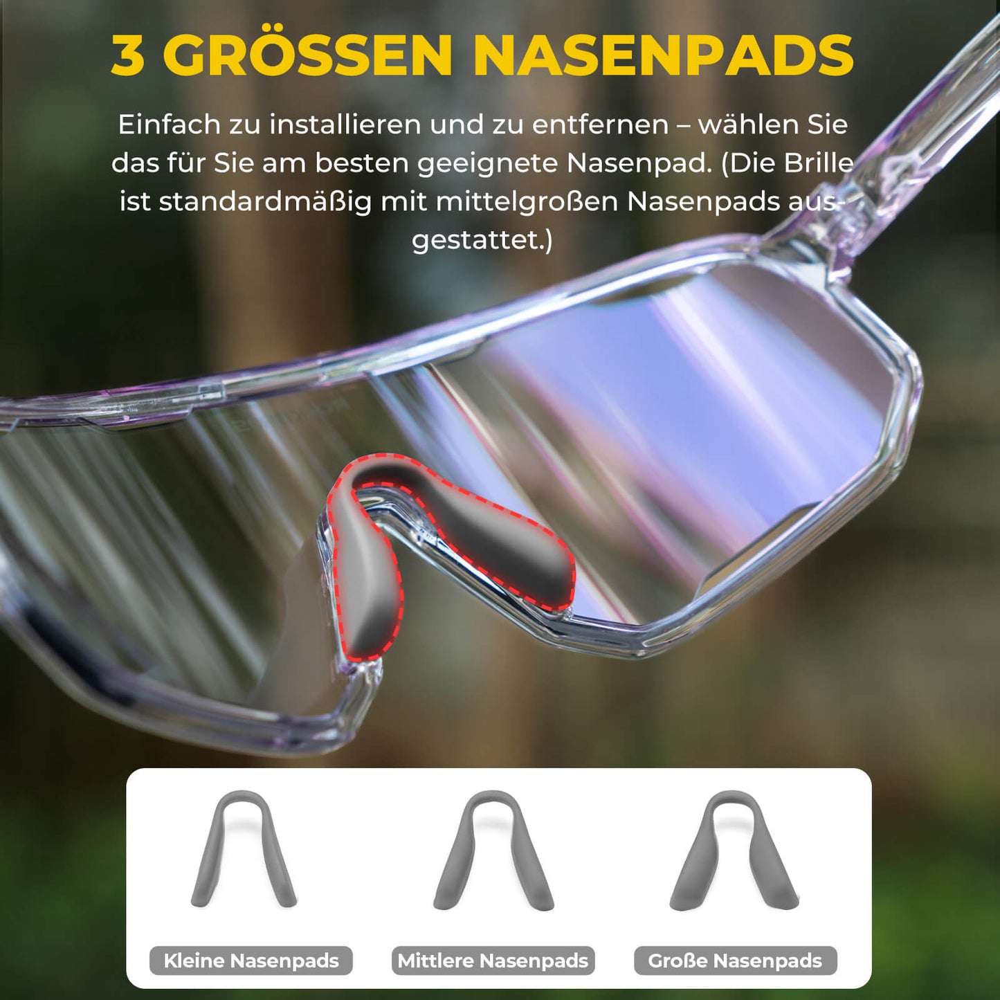 ROCKBROS Fahrradbrille Polarisierte Sonnenbrille UV-Schutz Wechsel-Nasenpads Damen/Herren