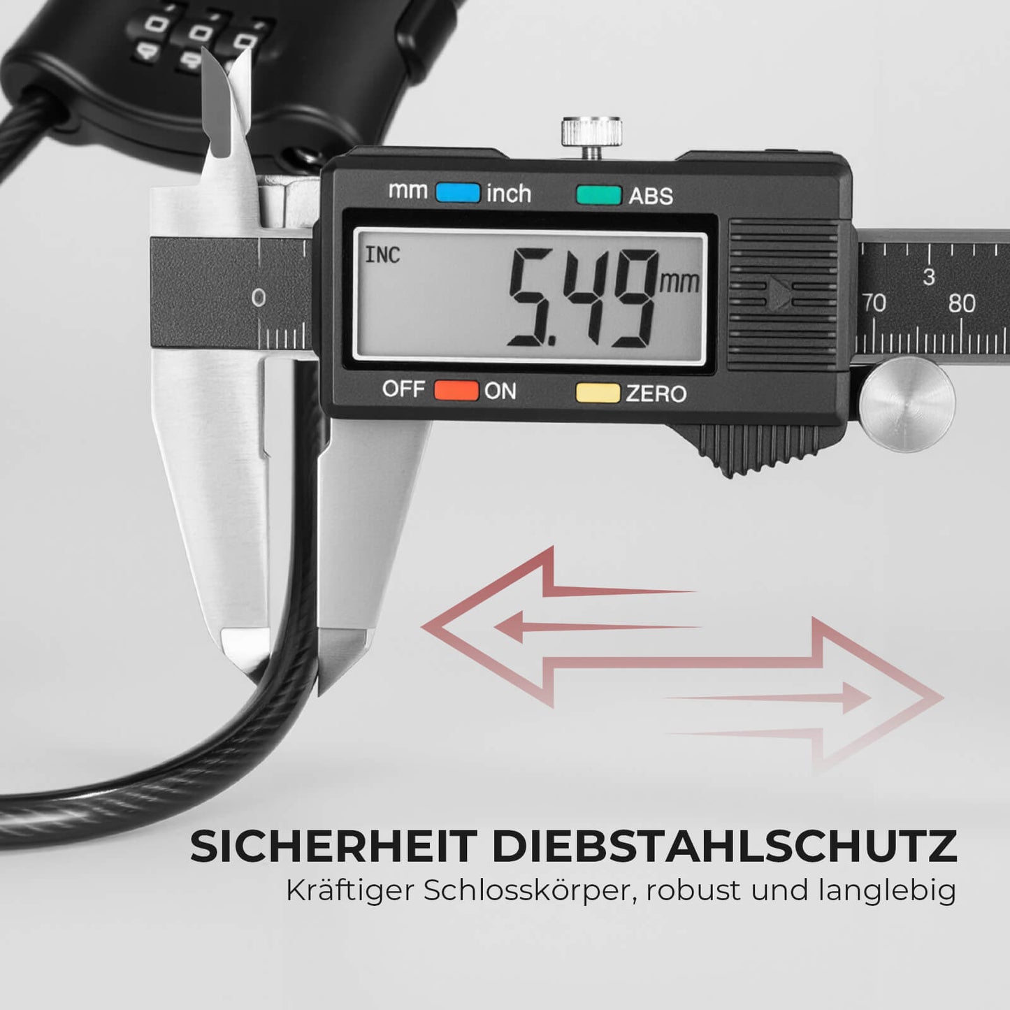Fahrradschloss mit 5,5 mm Stahlkabel Doppelring