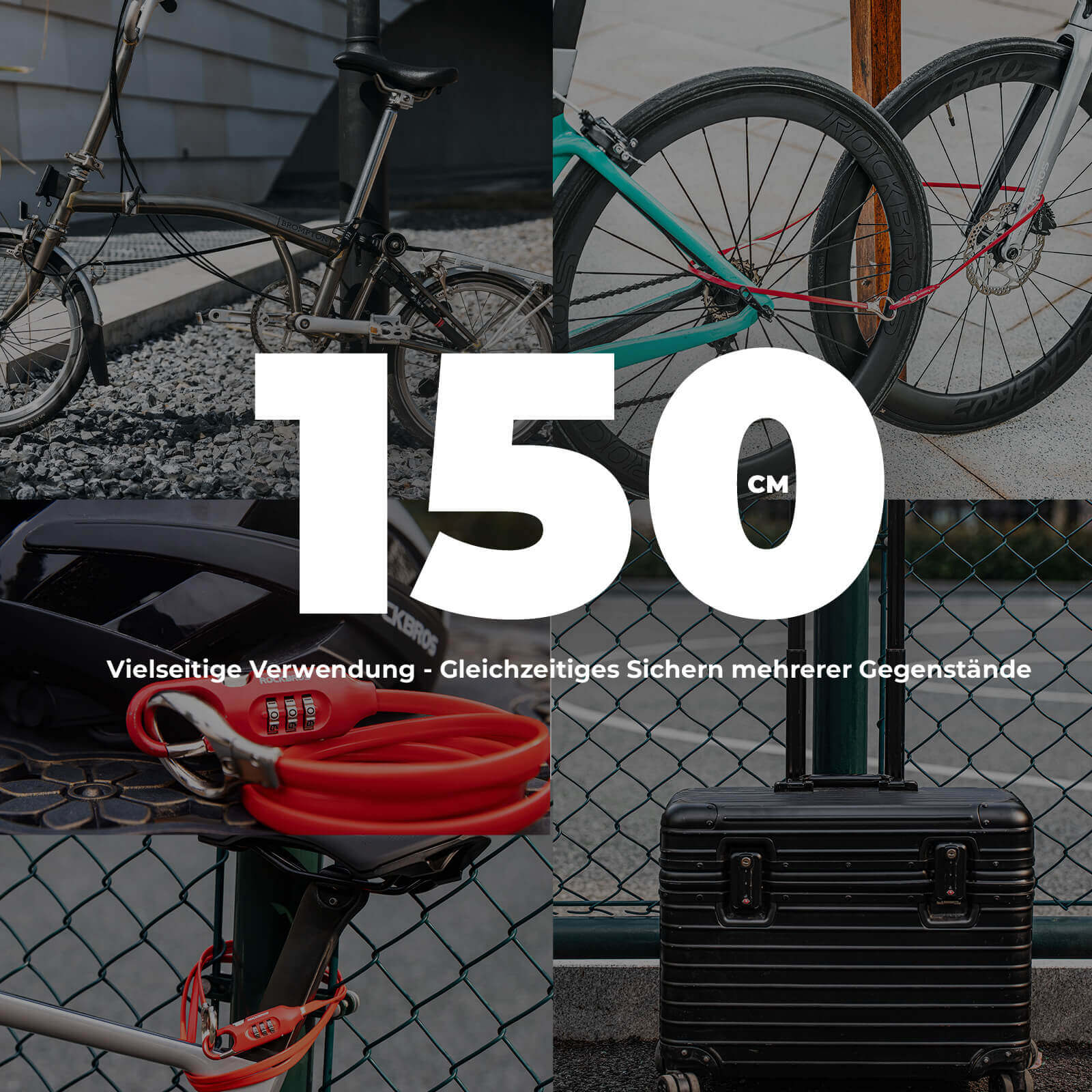 jako o fahrradschloss ROCKBROS Fahrradschloss Kabelschloss 150cm Zahlencode Anti-Diebstalla – Unimother