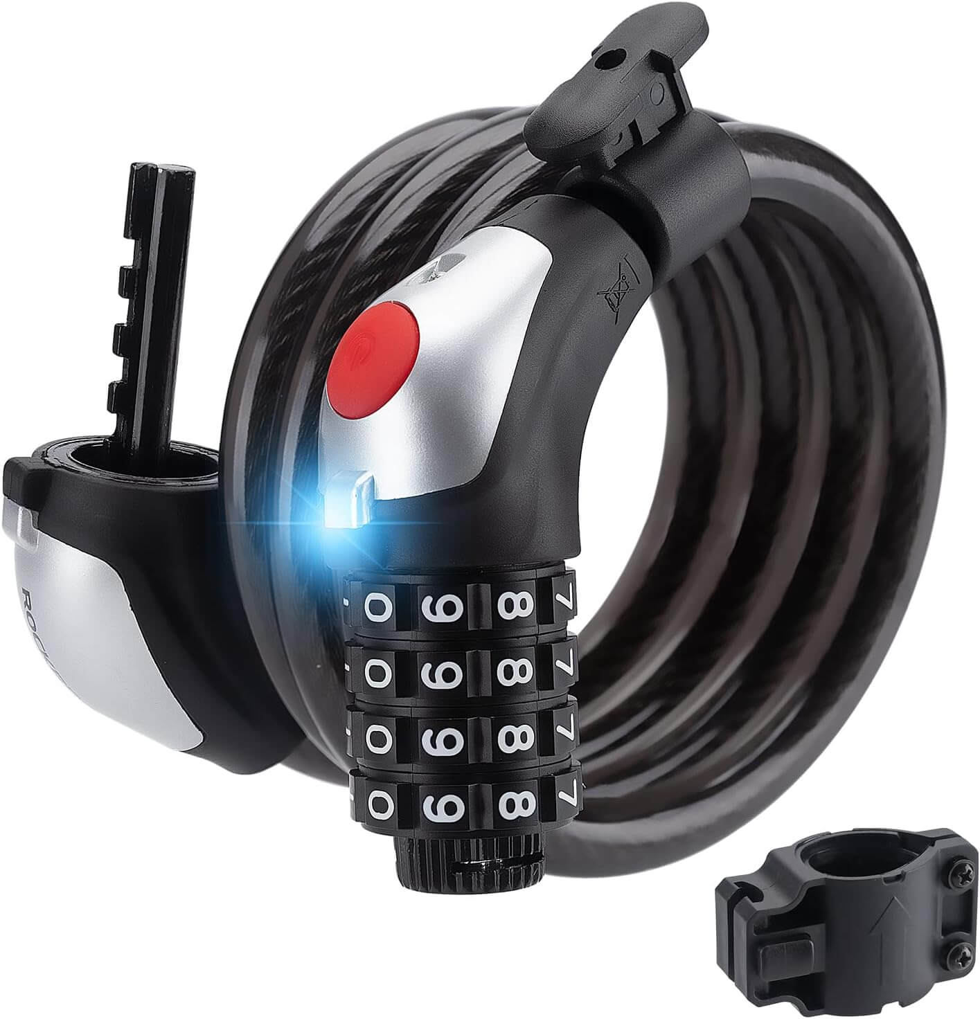 Fahrradschloss Kabelschloss 4-Stellig Zahlencode mit Licht 120cm/180cm