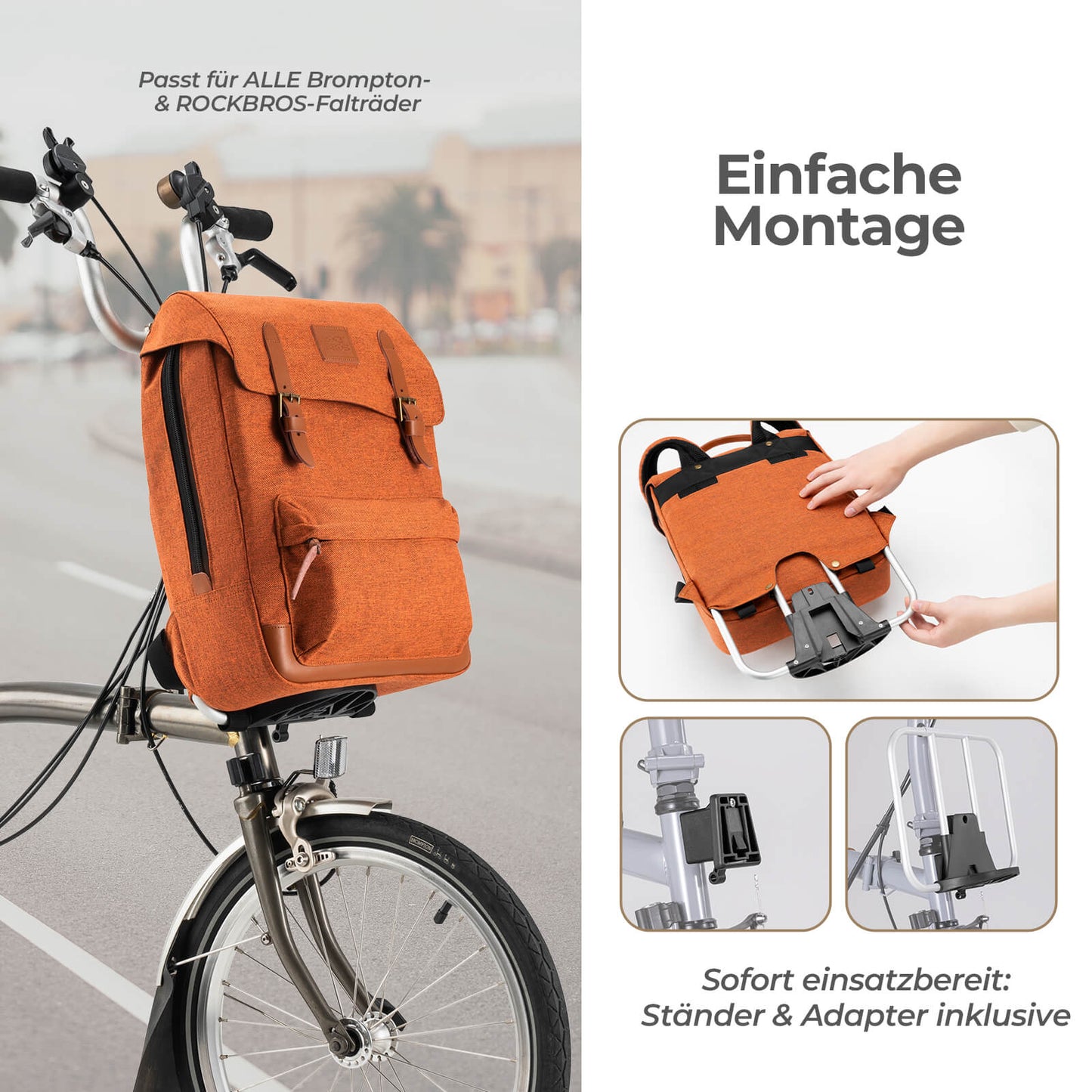 Fahrradtasche Lenkertasche für Brompton Rucksack 7.7L+0.6L