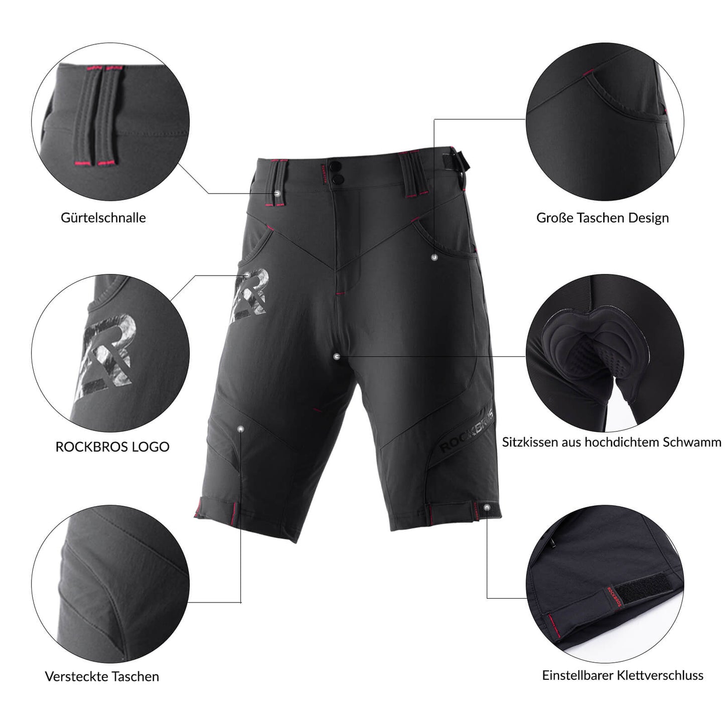 ROCKBROS Radhose Herren Kurz atmungsaktiv Anti-Stoß Fahrradhose