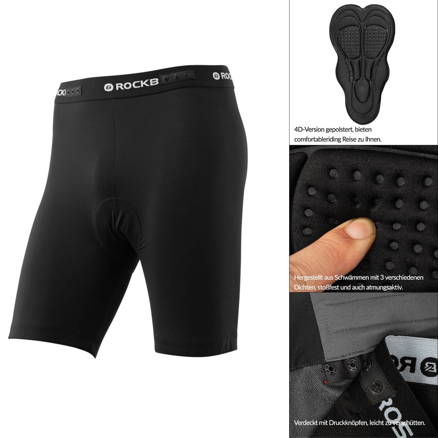 ROCKBROS Radhose Herren Kurz atmungsaktiv Anti-Stoß Fahrradhose
