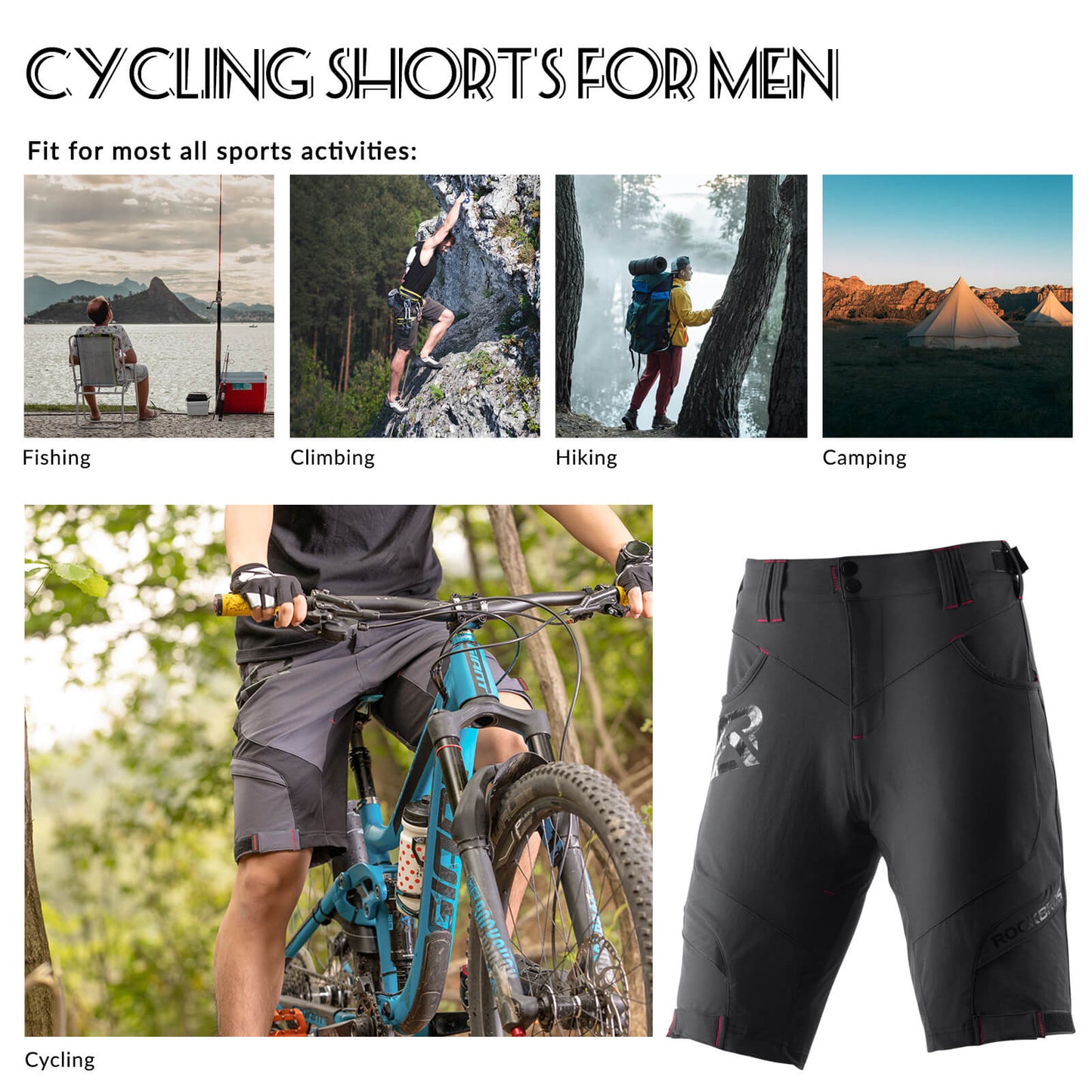 ROCKBROS Radhose Herren Kurz atmungsaktiv Anti-Stoß Fahrradhose