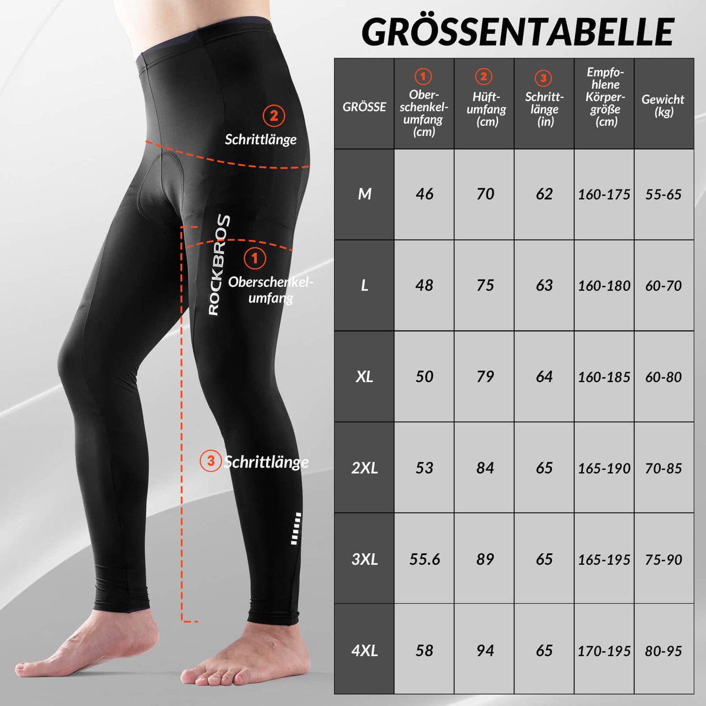 Herren Gepolsterte Fahrradhose Atmungsaktiv Herbst/Frühling
