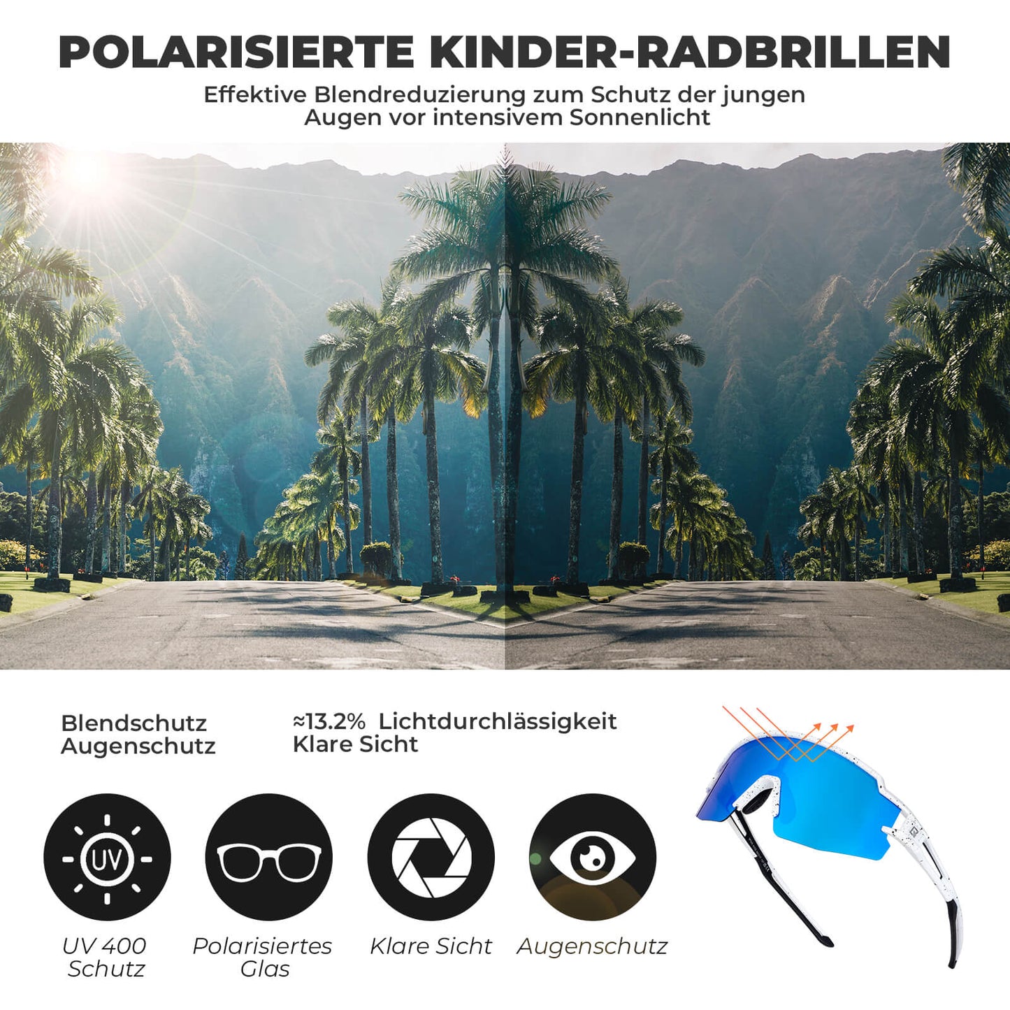 Kinder Fahrradbrille Polarisiert UV400 Schutz