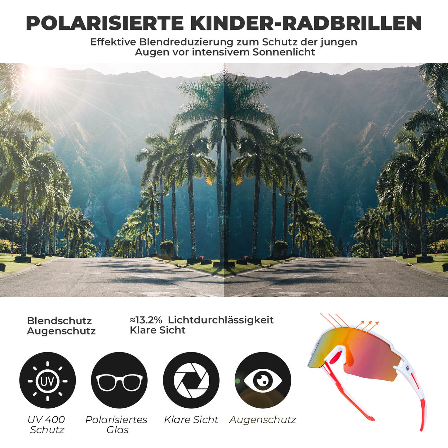 Kinder Fahrradbrille Polarisiert UV400 Schutz