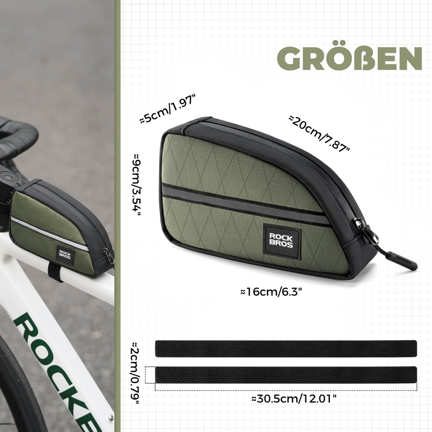 Oberrohrtasche 0,8L Leicht für Klapprad Falträder