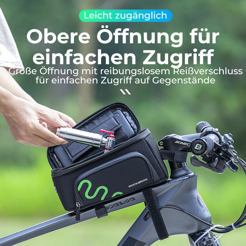 Oberrohrtasche für Smartphone mit Regenschutz