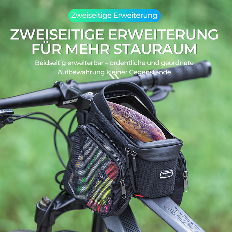 Oberrohrtasche für Smartphone mit Regenschutz