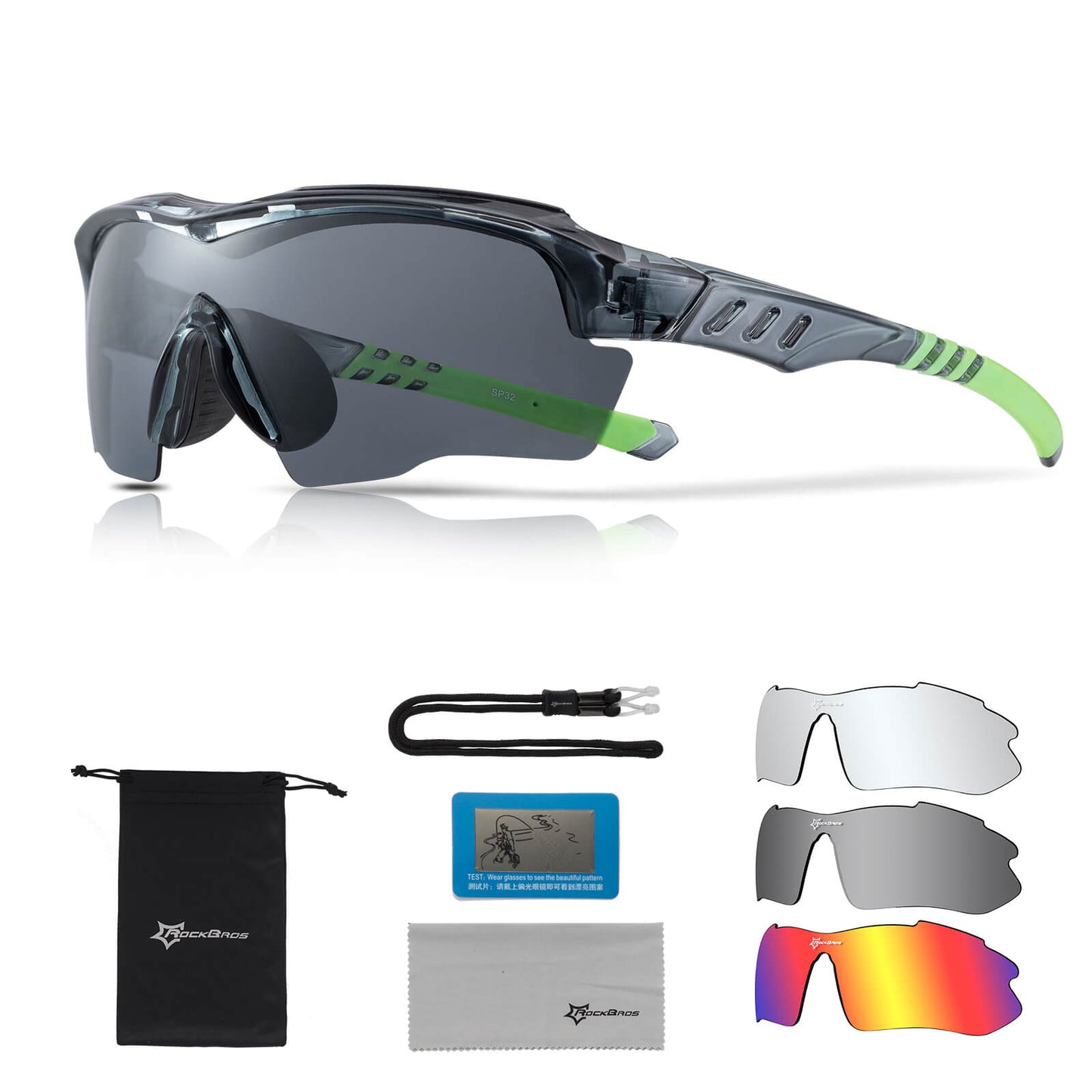 Polarisierte Fahrradbrille mit wechselbaren Gläsern UV-Schutz Unisex
