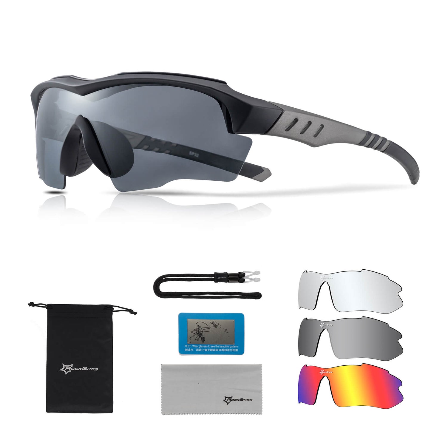 Polarisierte Fahrradbrille mit wechselbaren Gläsern UV-Schutz Unisex