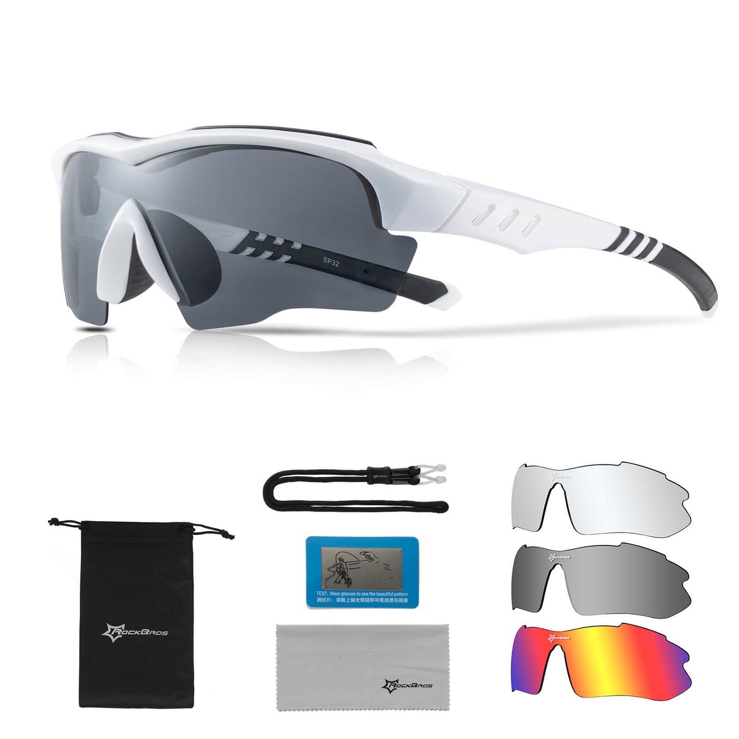 Polarisierte Fahrradbrille mit wechselbaren Gläsern UV-Schutz Unisex