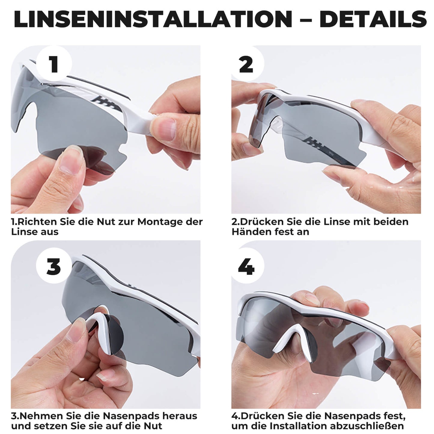 Polarisierte Fahrradbrille mit wechselbaren Gläsern UV-Schutz Unisex