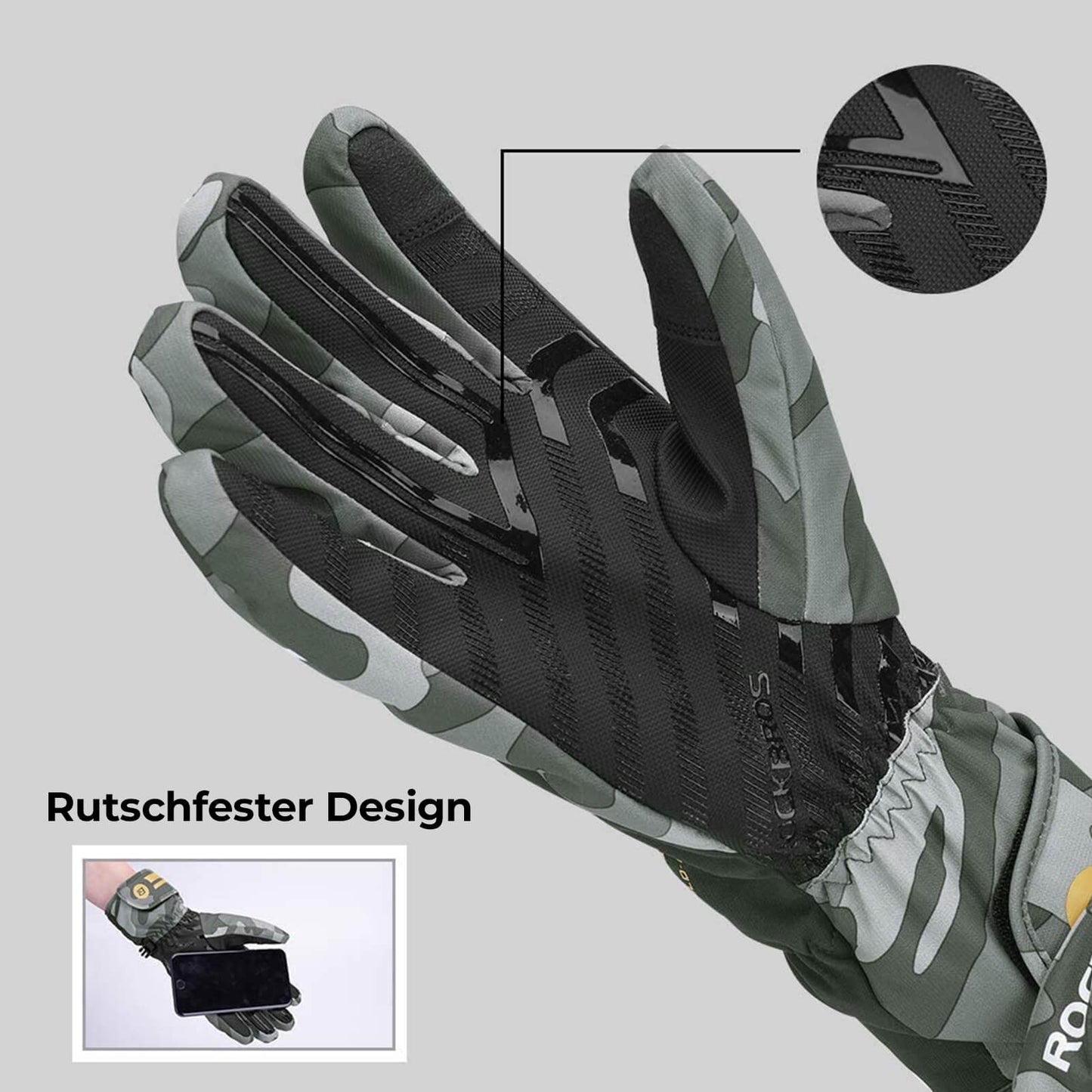 ROCKBROS Skihandschuhe Winter Handschuhe Wasserabweisend Anti-Rutsch