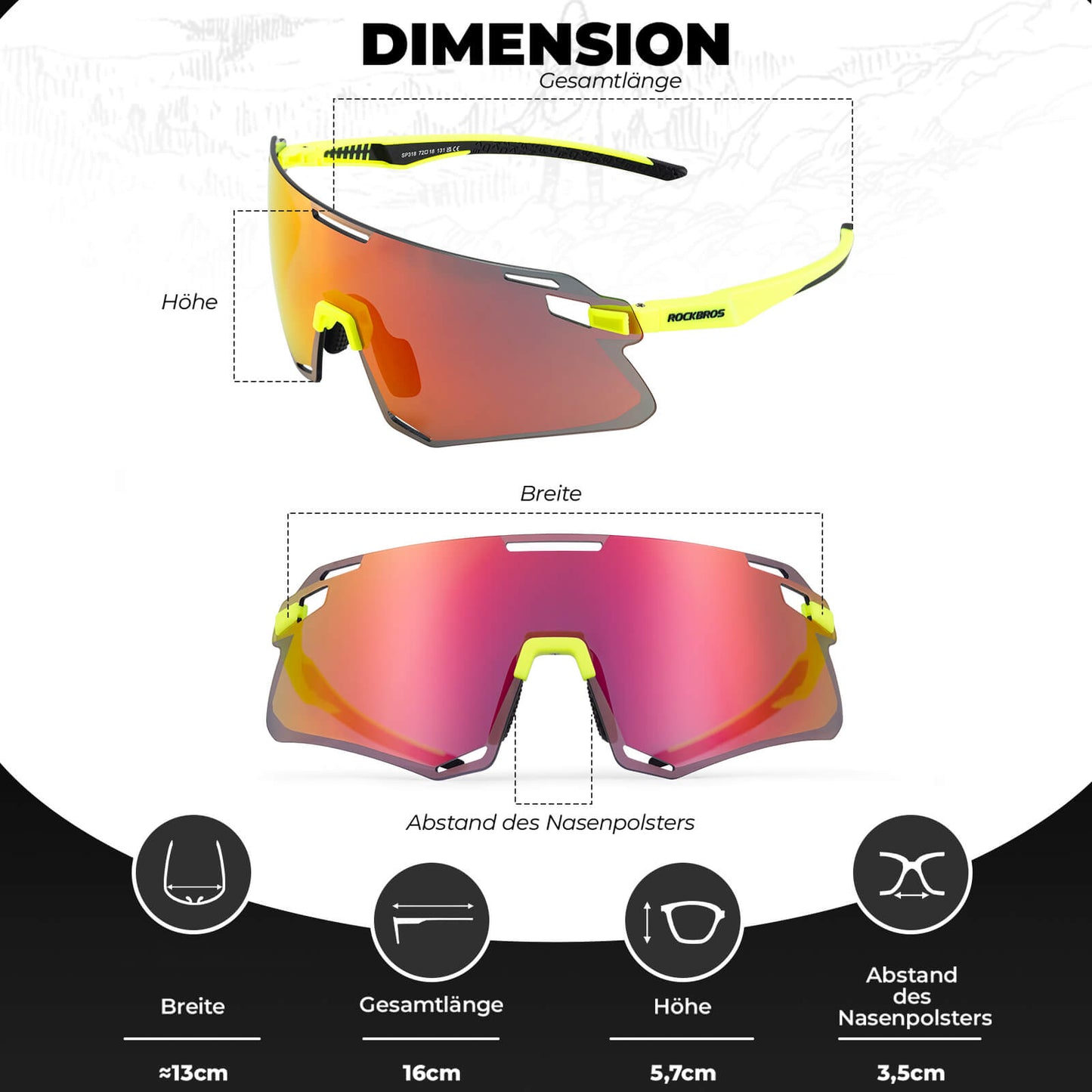 ROCKBROS Sonnenbrille Winddichte Fahrradbrille für Outdoor-Sportarten