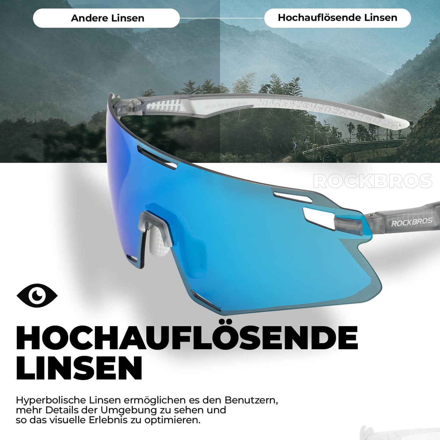 ROCKBROS Sonnenbrille Winddichte Fahrradbrille für Outdoor-Sportarten