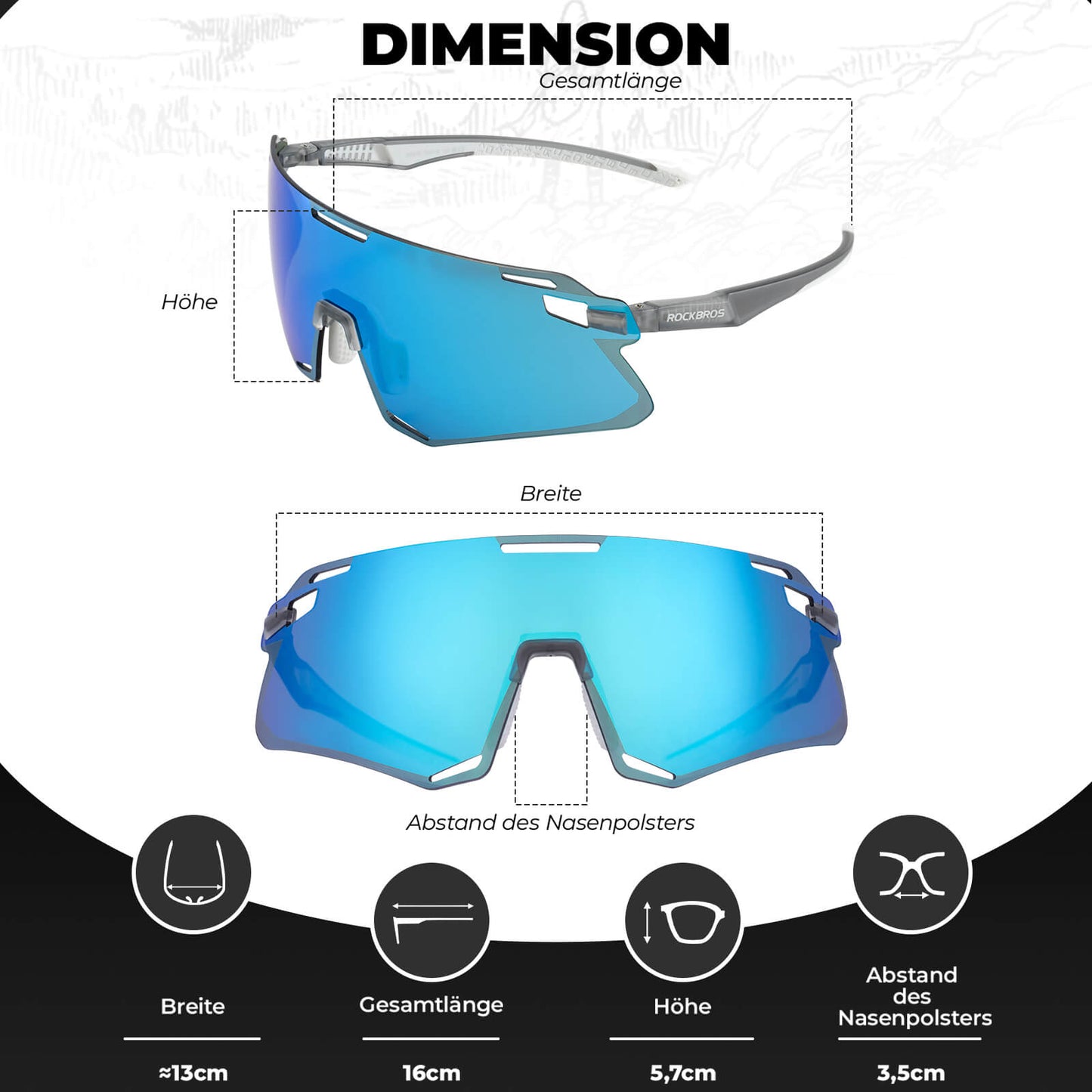 ROCKBROS Sonnenbrille Winddichte Fahrradbrille für Outdoor-Sportarten