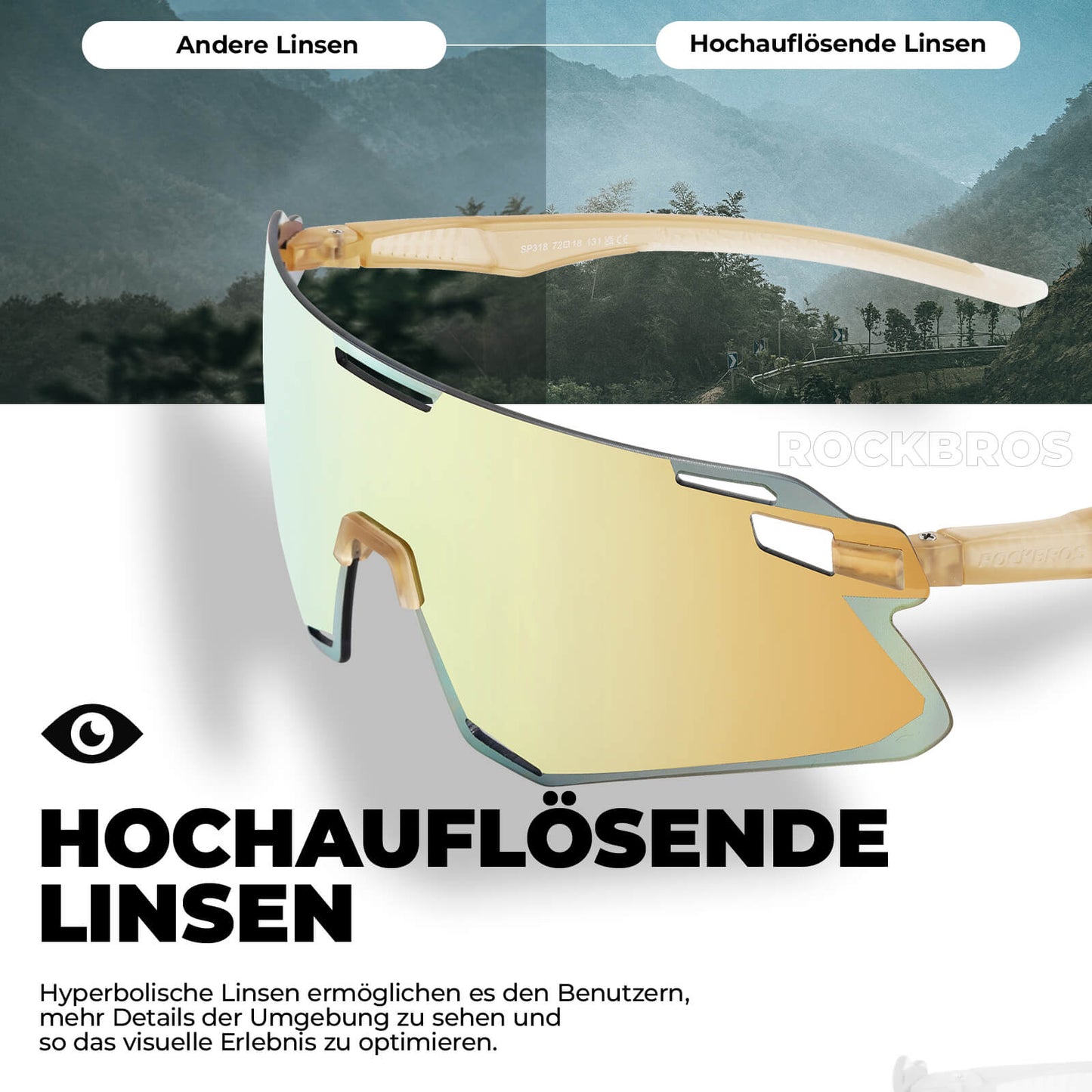 ROCKBROS Sonnenbrille Winddichte Fahrradbrille für Outdoor-Sportarten
