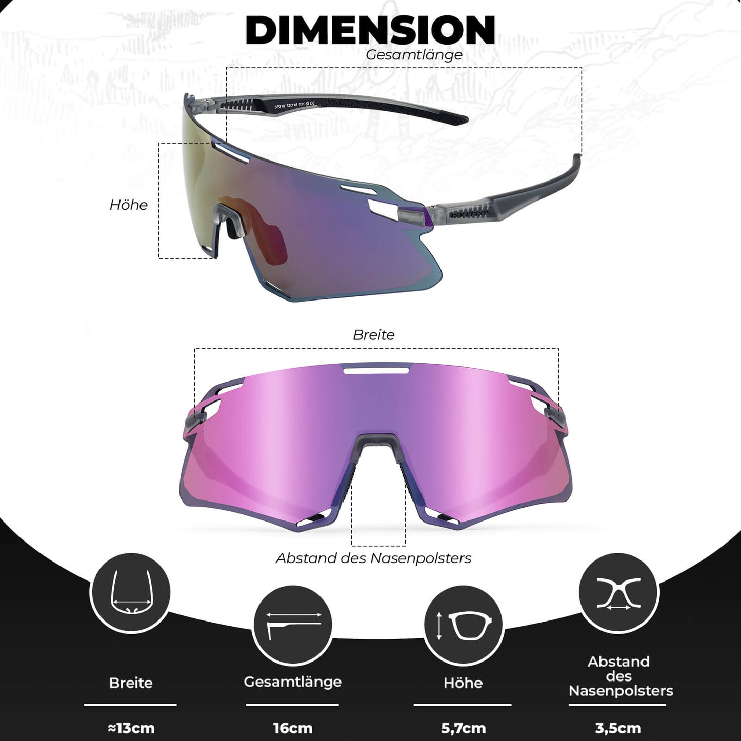 ROCKBROS Sonnenbrille Winddichte Fahrradbrille für Outdoor-Sportarten