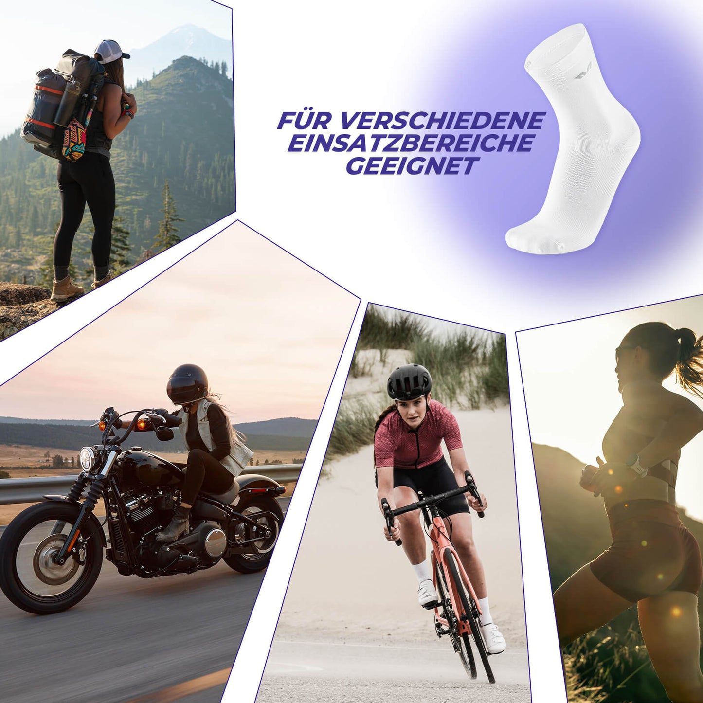 ROCKBROS TVI Damen Sportsocken Atmungsaktive Fahrradsocken Sommer