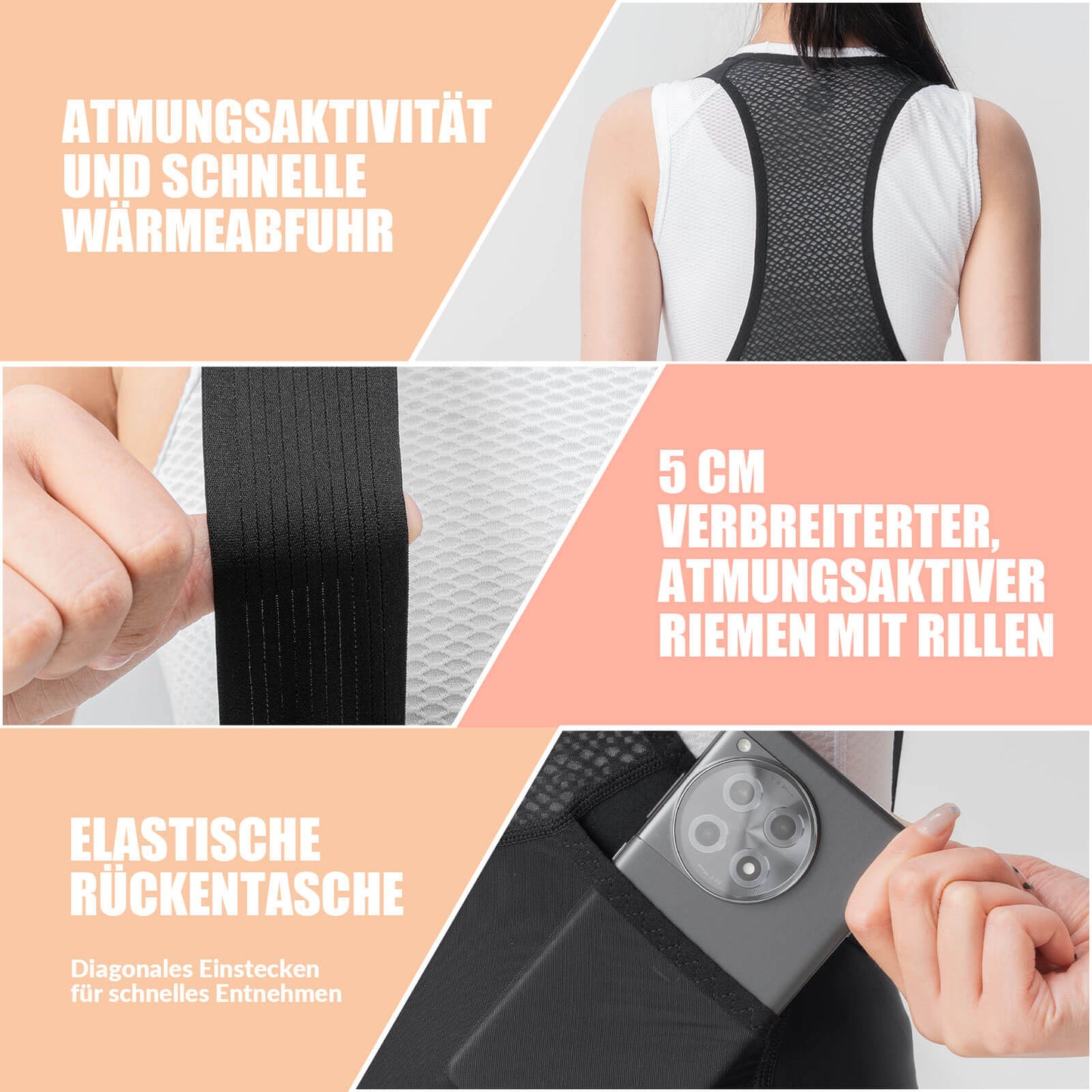 TVI Damen Trägerhose Fahrradhose Gepolstert Schnell Trocknende