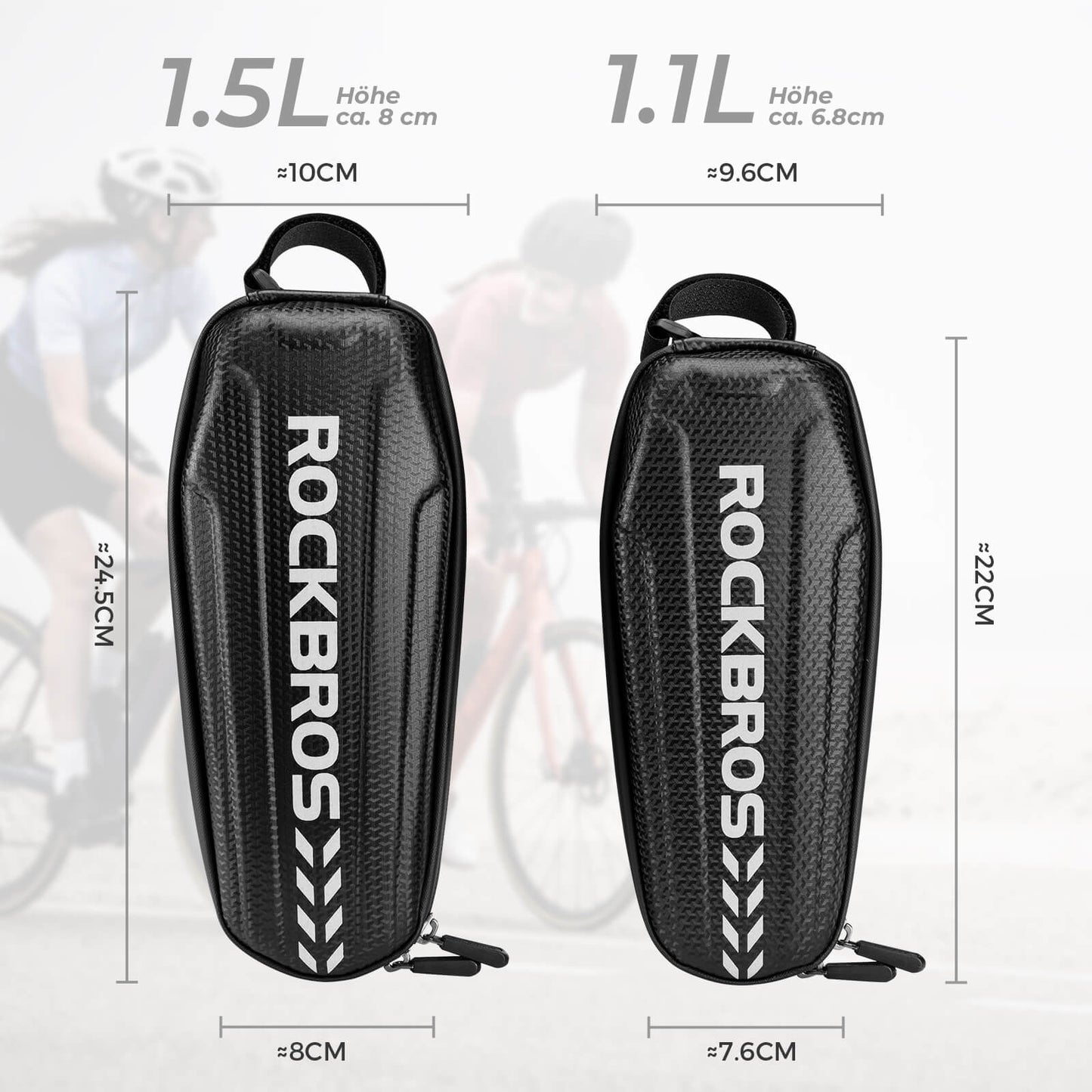 ROCKBROS Wasserdicht Oberrohrtasche Satteltasche 1L/1,5L Schwarz