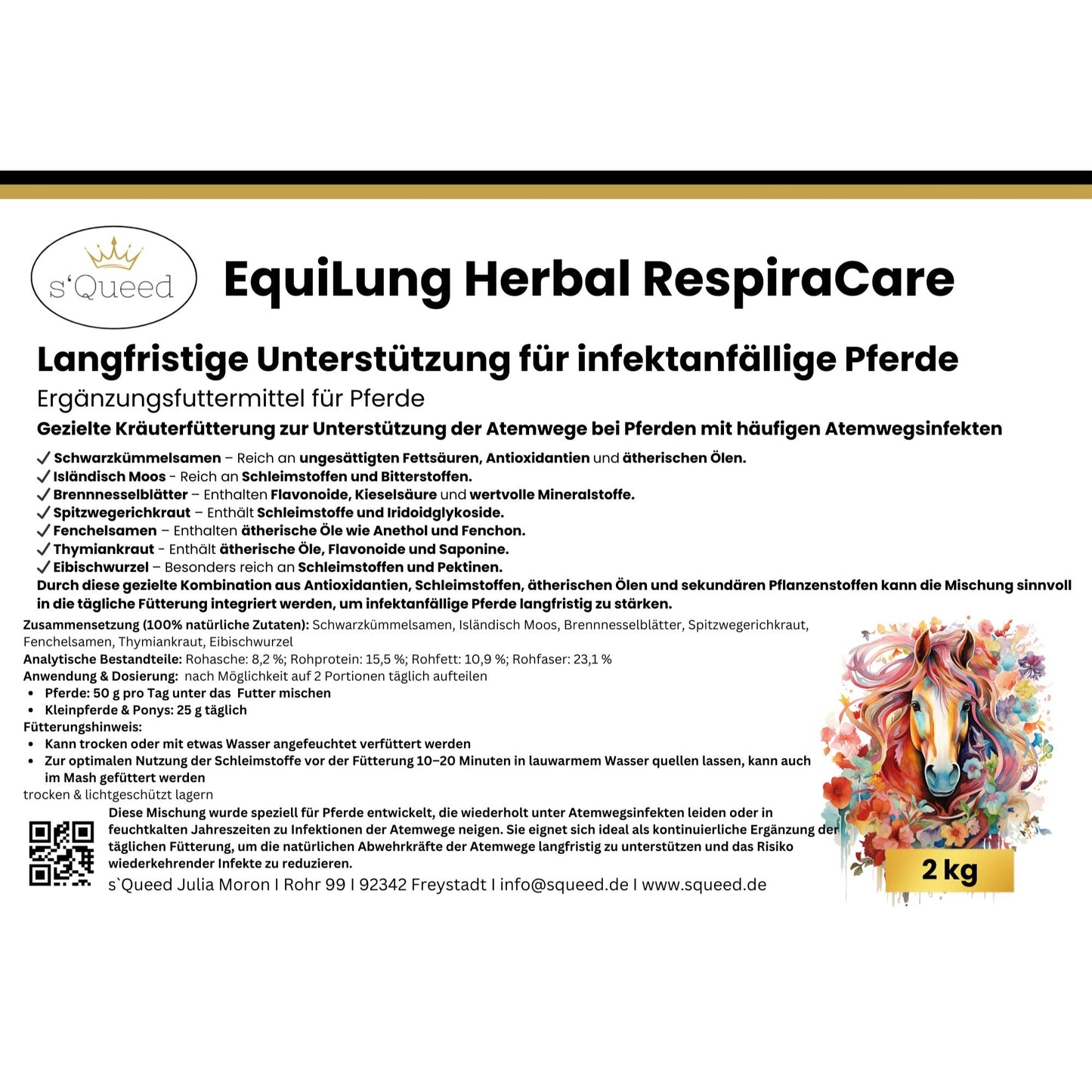 EquiLung Herbal RespiraCare Hustenkräuter für Pferde zur Langzeitfütterung