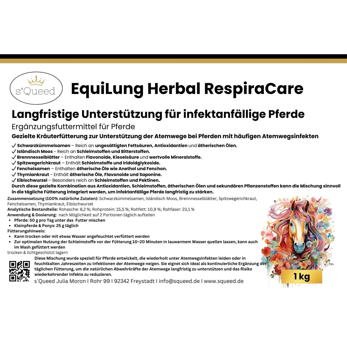 EquiLung Herbal RespiraCare Hustenkräuter für Pferde zur Langzeitfütterung