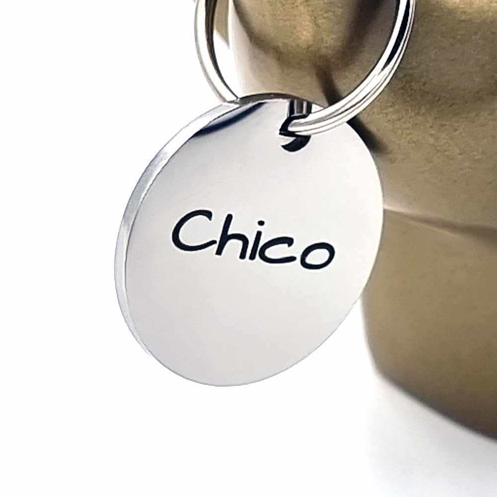 Hundemarke mit Gravur, Name und Telefon personalisiert, rund, 25mm or 30mm in verschiedenen Farben