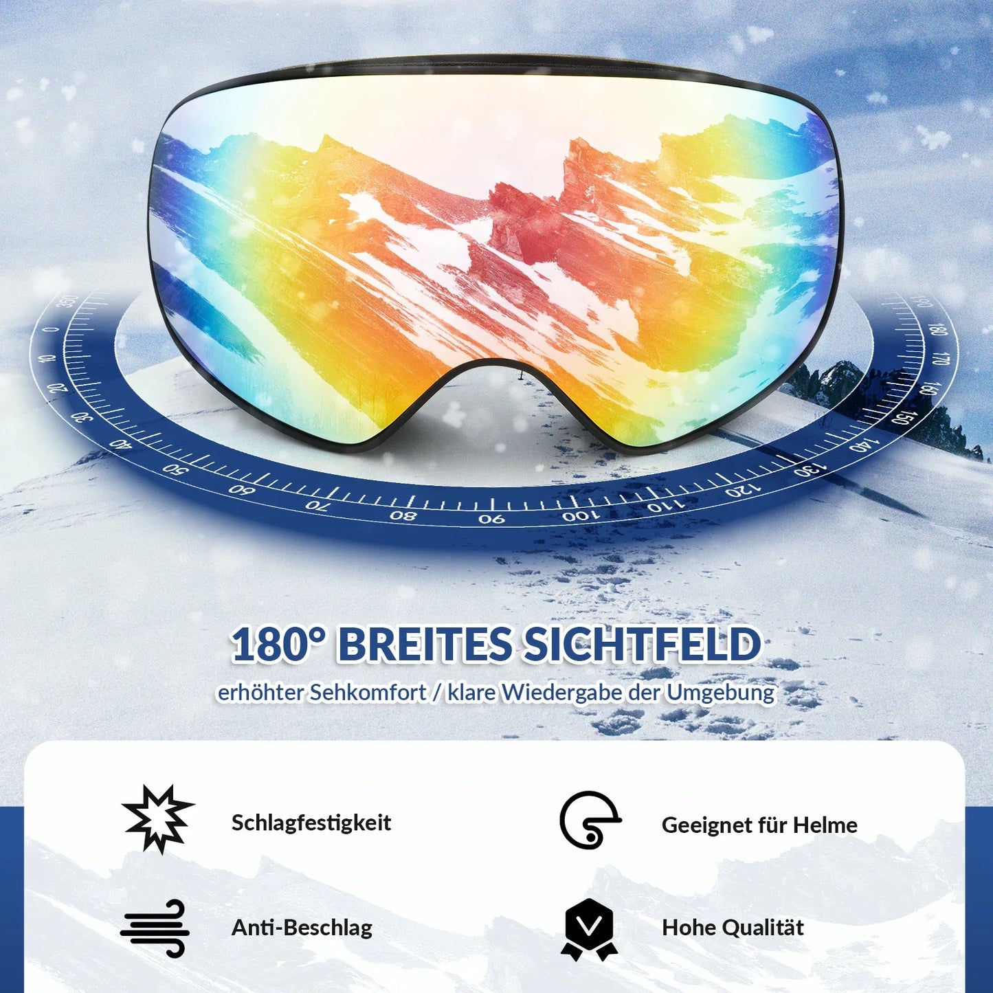 Skibrille Snowboard Brille für Brillenträger UV-Schutz Goggle Helmkompatible Anti-Fog Brille Sportbrille für Skifahren Erwachsener Kind Windschutz