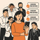 A group of employees gathered in an office receiving too many orders, representing booming online business