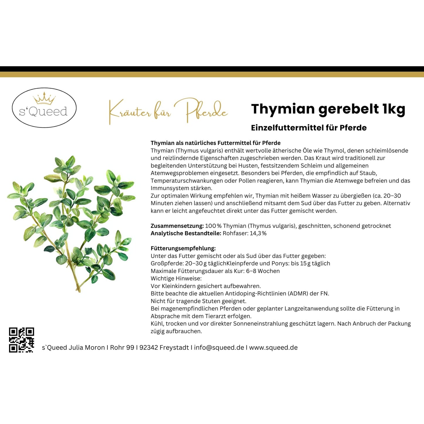 Thymian Pferd - Hustenkräuter für Pferde - Schleimlöser Pferd