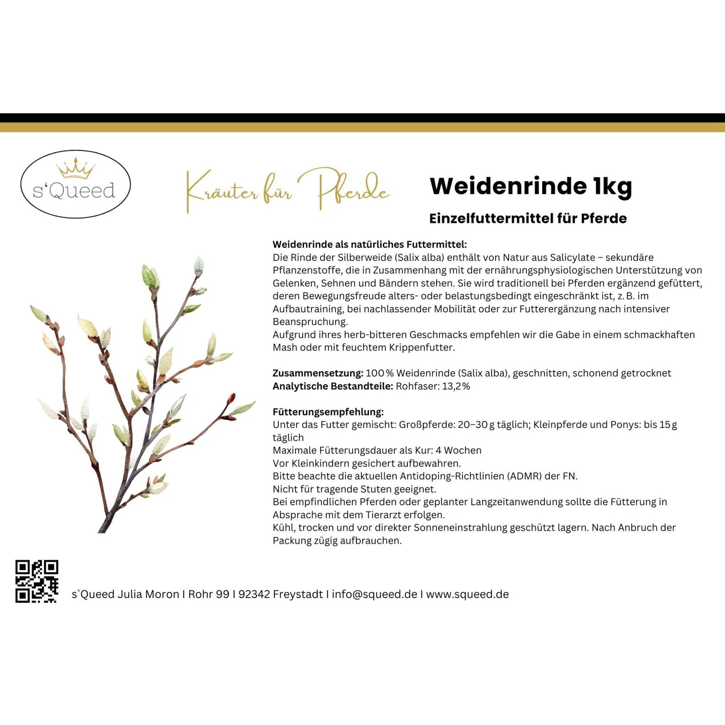 Weidenrinde Pferd geschnitten