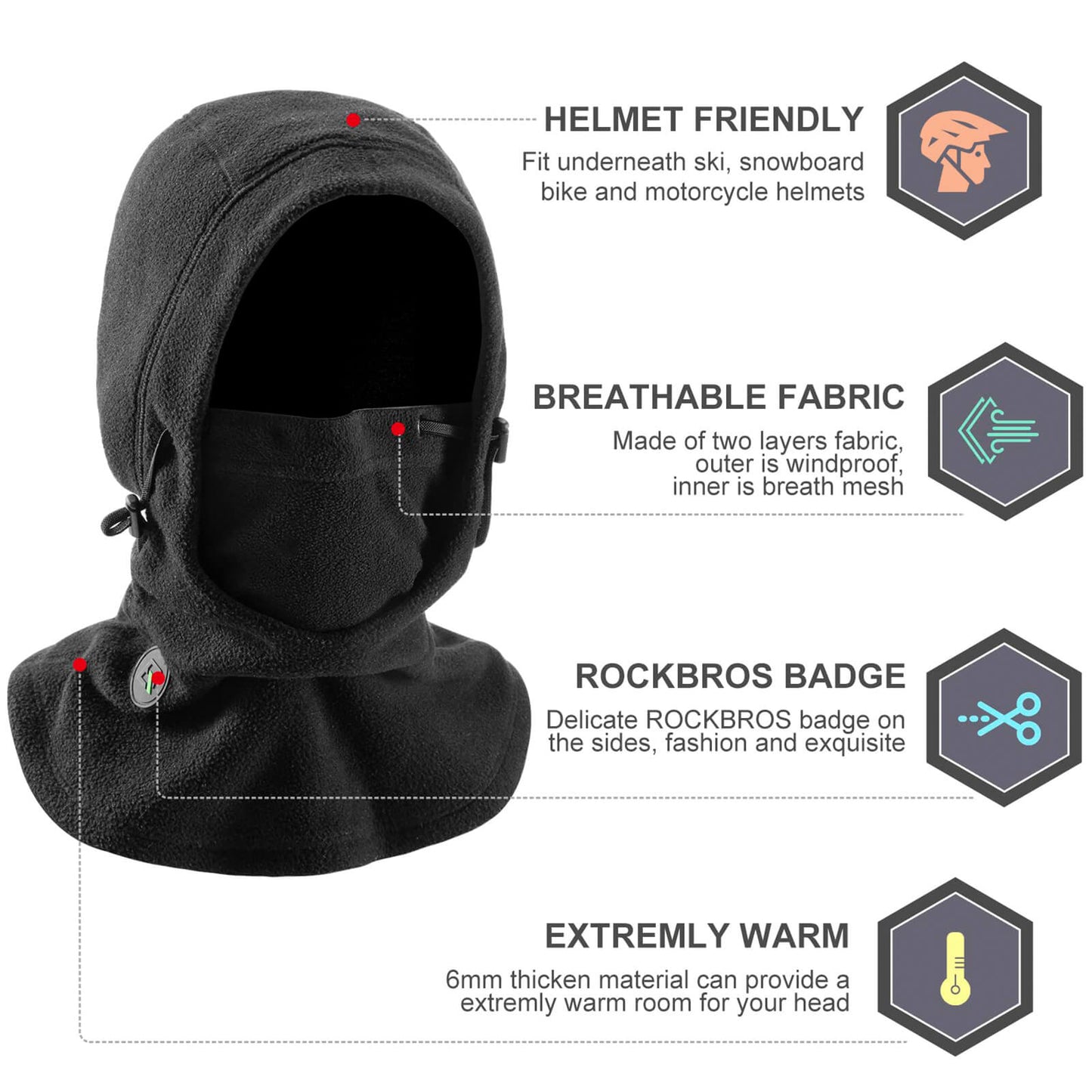 Winter Balaklava für Männer & Frauen - Thermische Gesichtsmaske mit 3D-Design, wind- und kälteisolierend