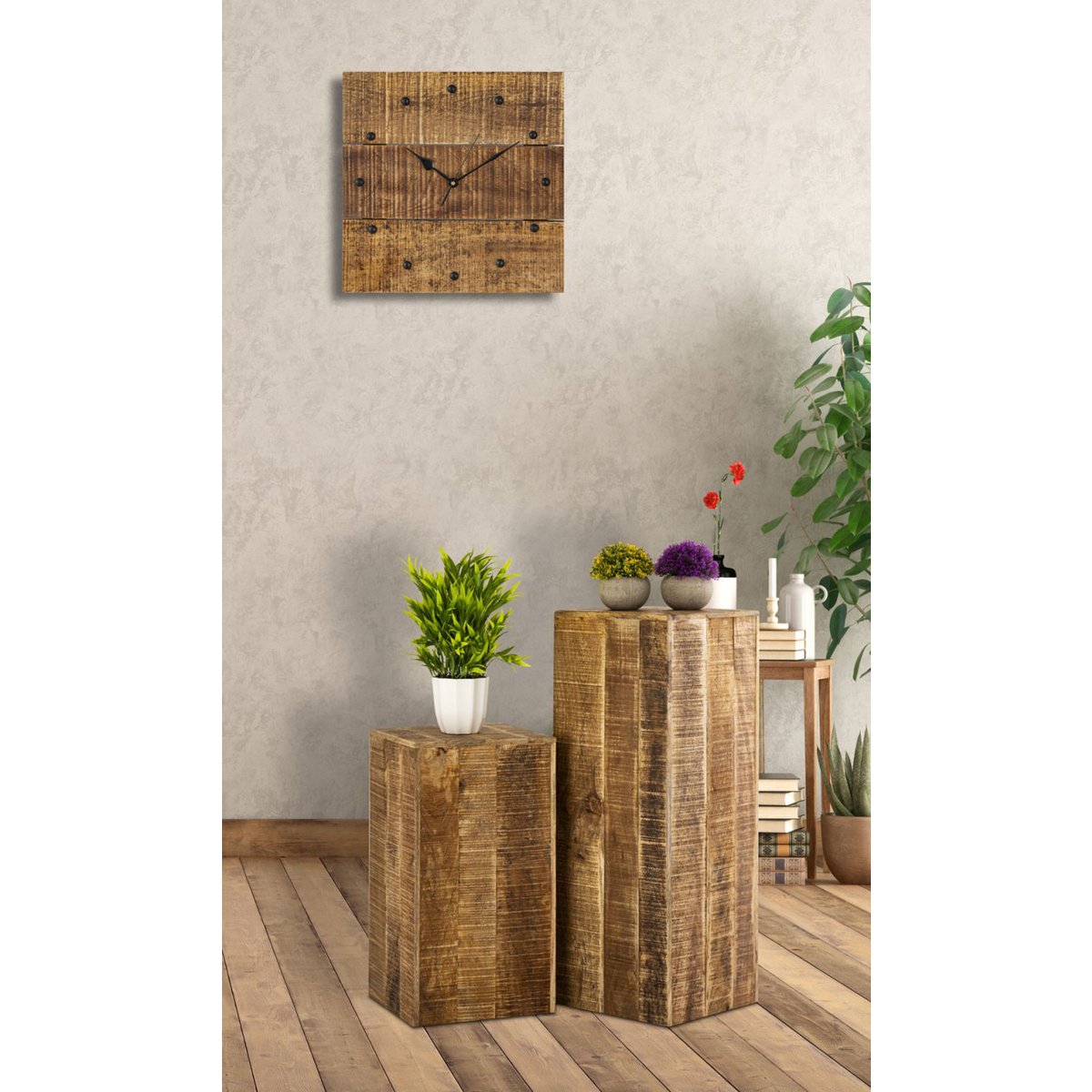 Blumensäule - 27x27 H50 o. 73cm - Pflanzenständer - Mangoholz