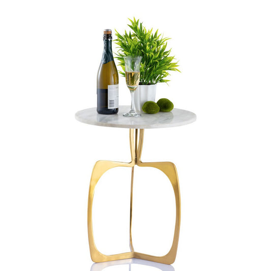 Beistelltisch - Metall rund ø 45 x 56 cm - Dekotisch - Marmor - Sohoo