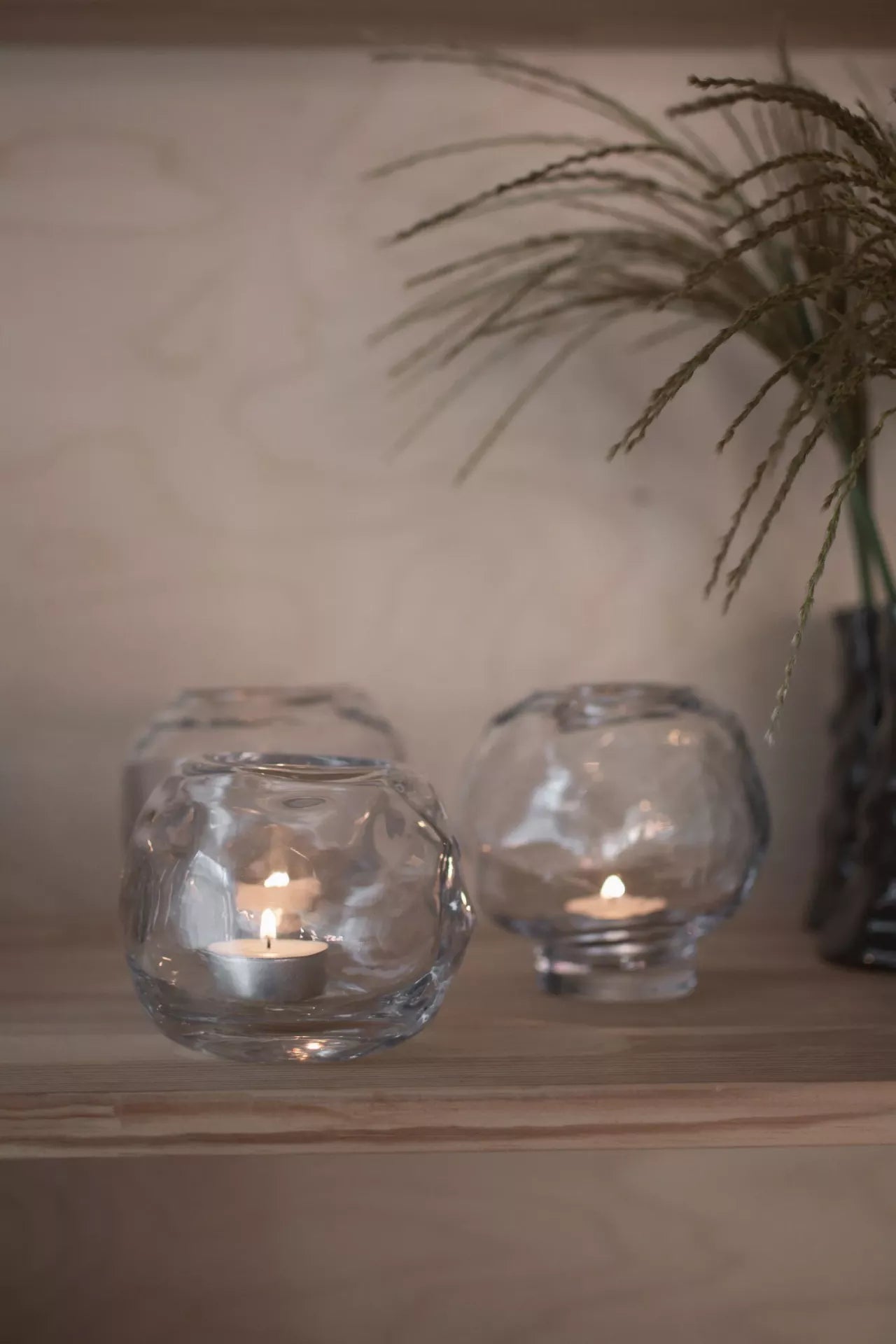 "Bunch" - mini Windlicht auf einem Fuß - Kerzenwindlicht - Transparent - 12cm